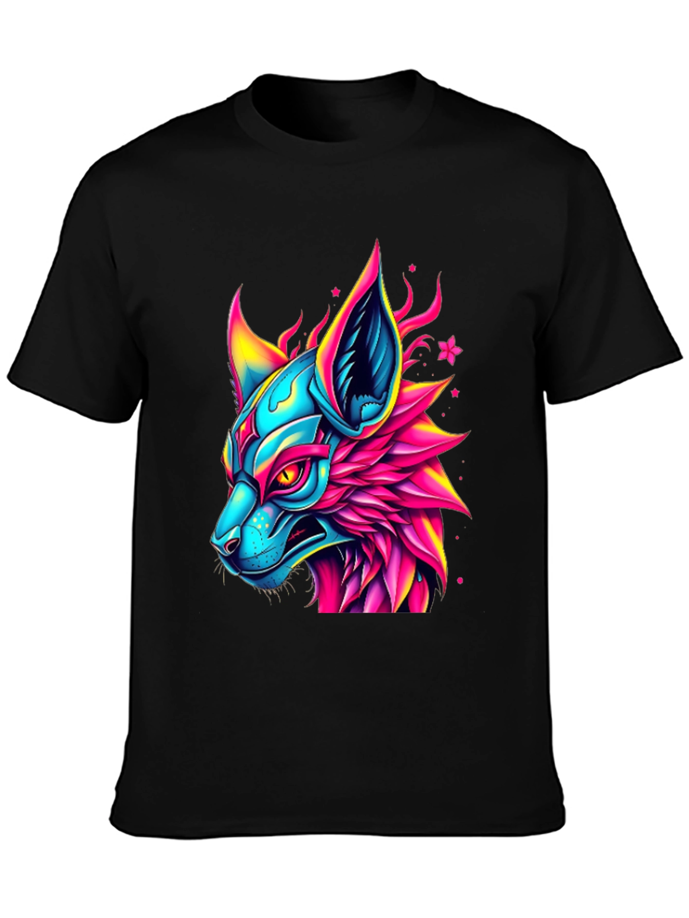 Neon Cyberpunk Fox Graphic Tee