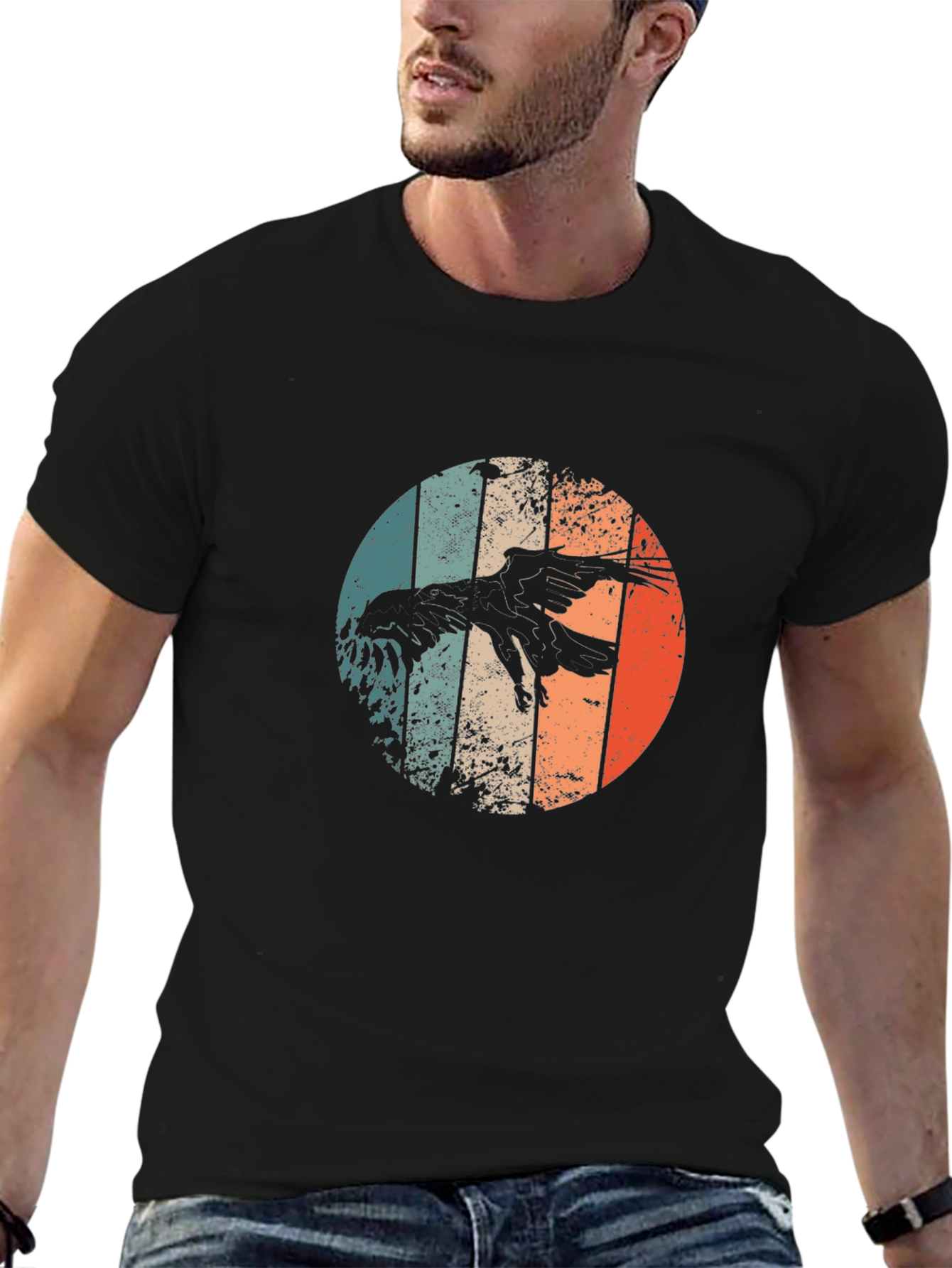 Retro Eagle Graphic Tee - Black