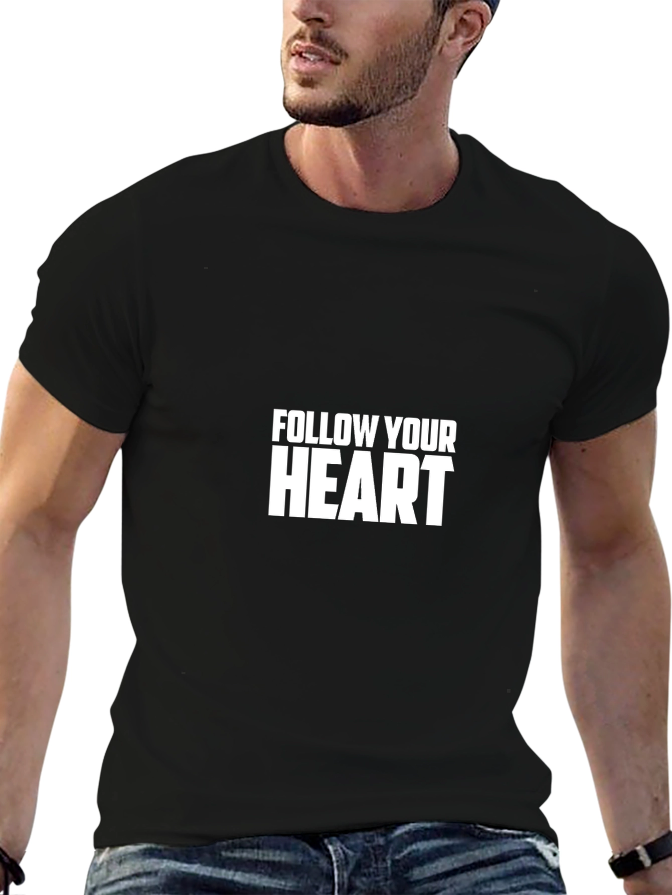 Follow Your Heart Graphic T-Shirt - Black Cotton Tee