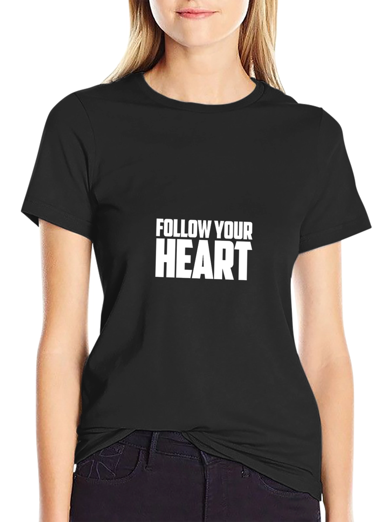 Follow Your Heart Graphic T-Shirt - Black Cotton Tee