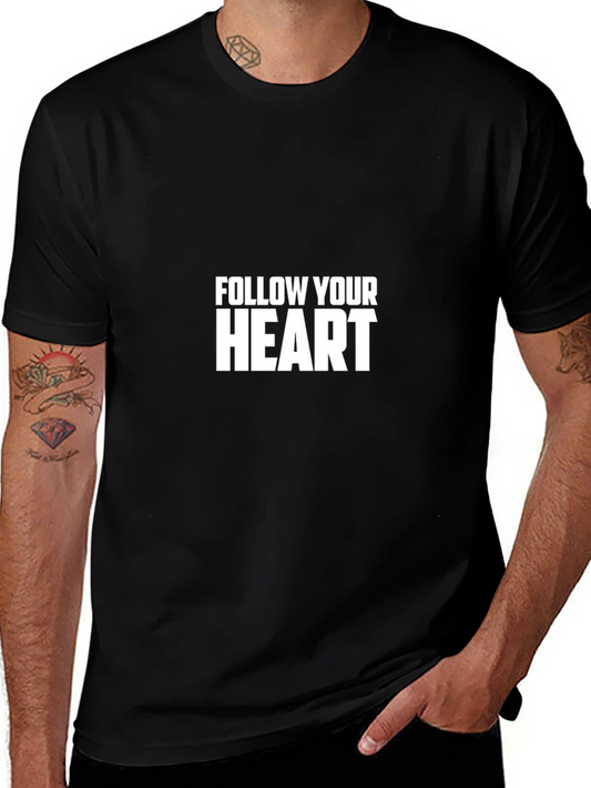 Follow Your Heart Graphic T-Shirt - Black Cotton Tee
