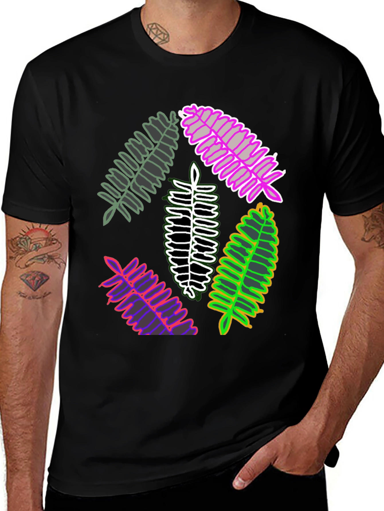 Leaf Design Tee - Unique Botanical Print