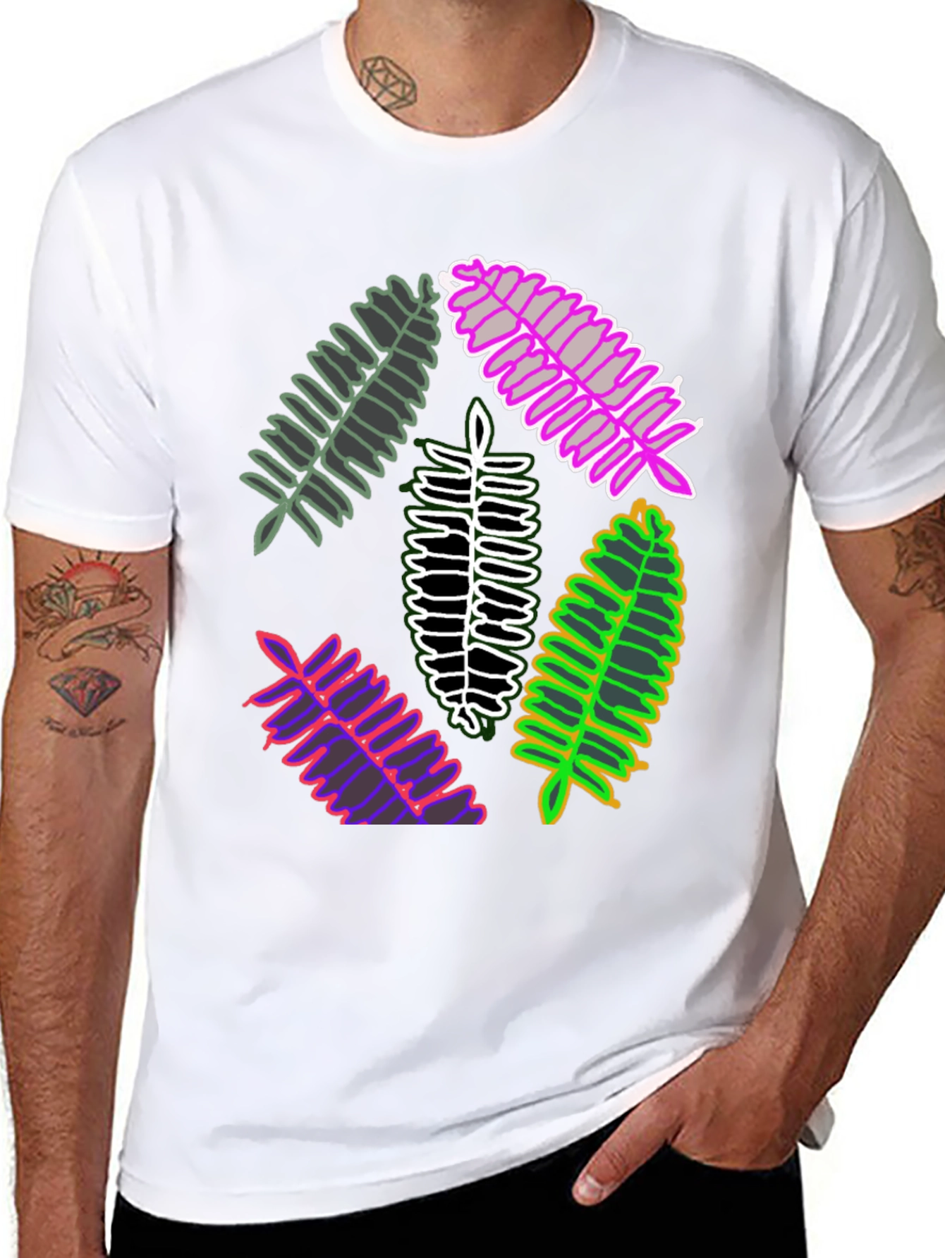 Leaf Design Tee - Unique Botanical Print