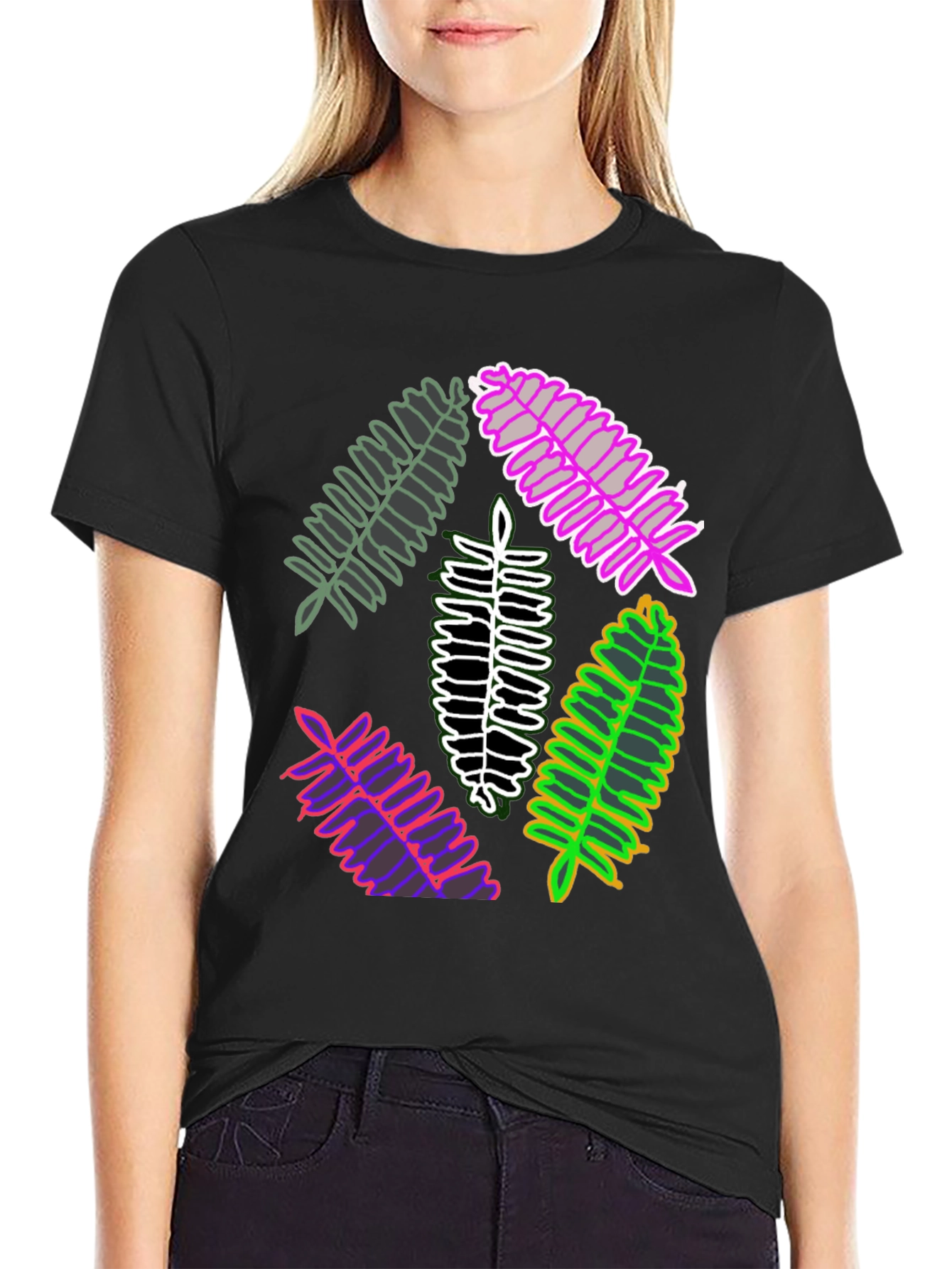 Leaf Design Tee - Unique Botanical Print