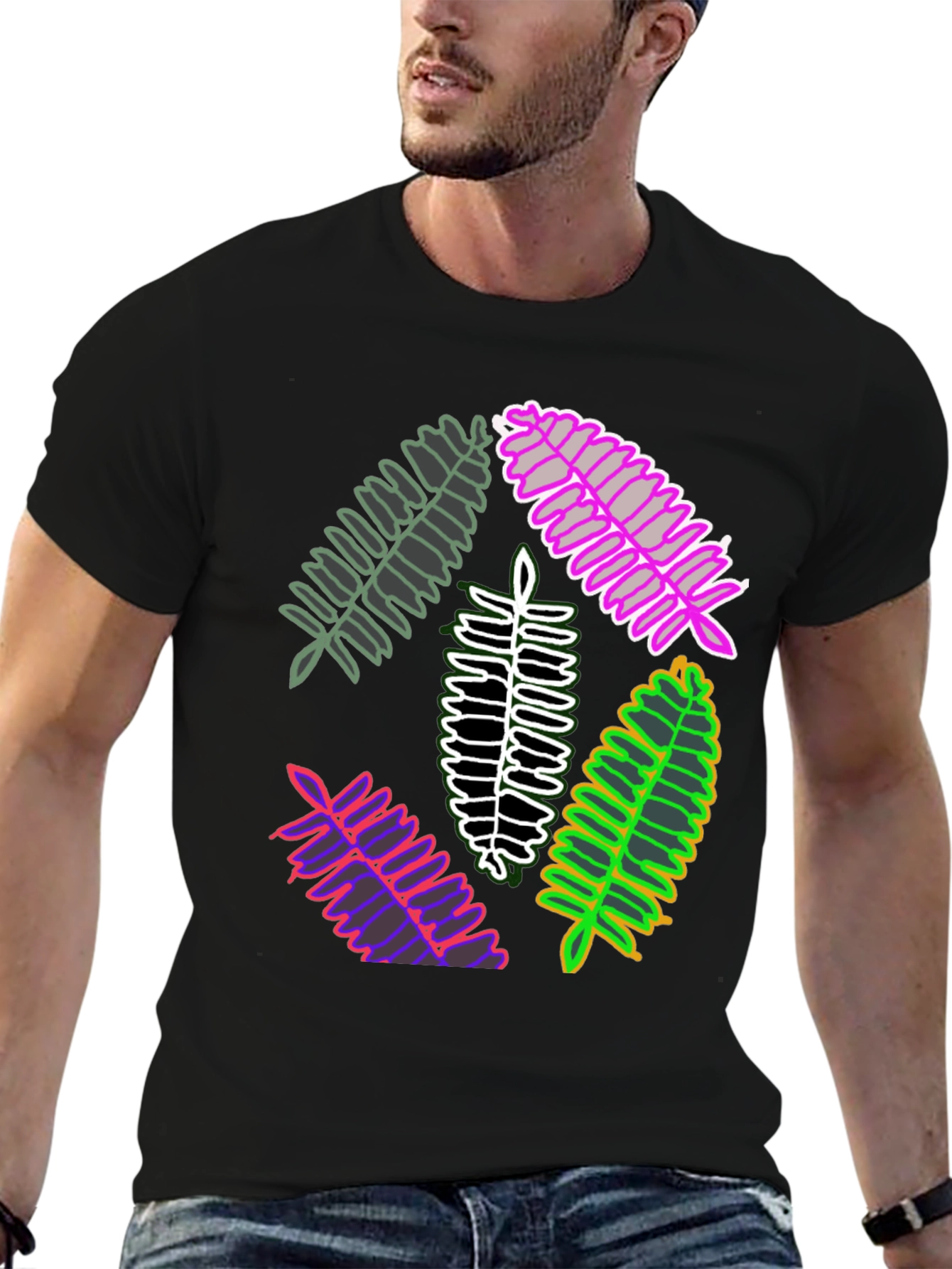 Leaf Design Tee - Unique Botanical Print
