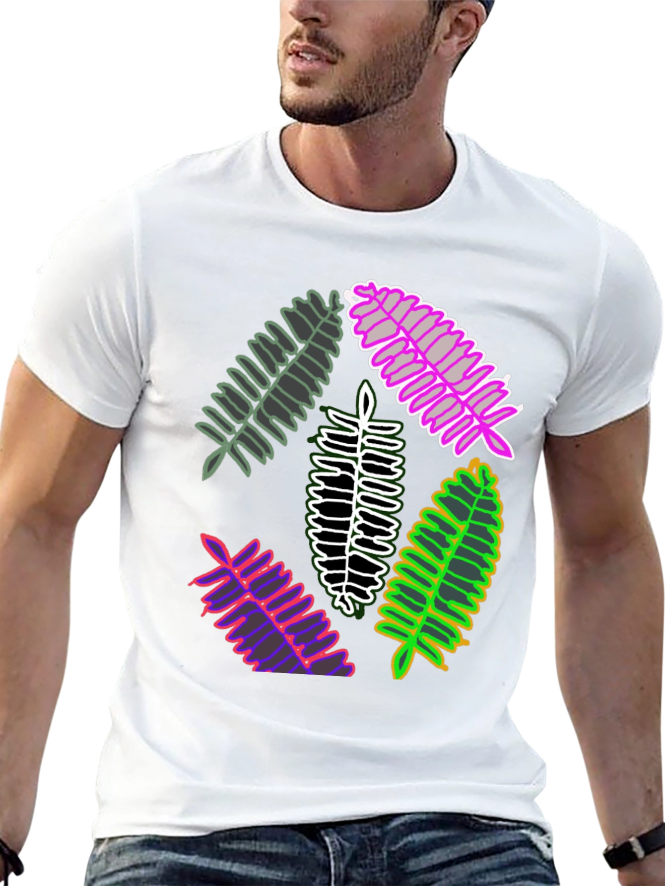Leaf Design Tee - Unique Botanical Print