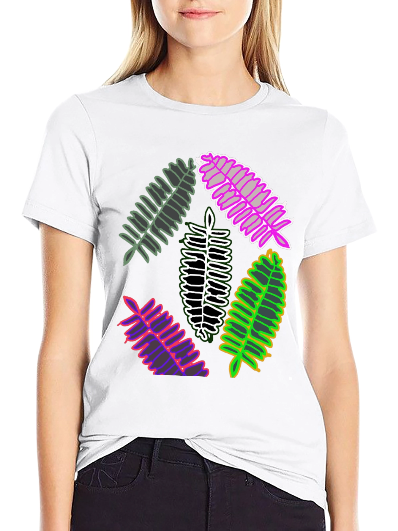 Leaf Design Tee - Unique Botanical Print