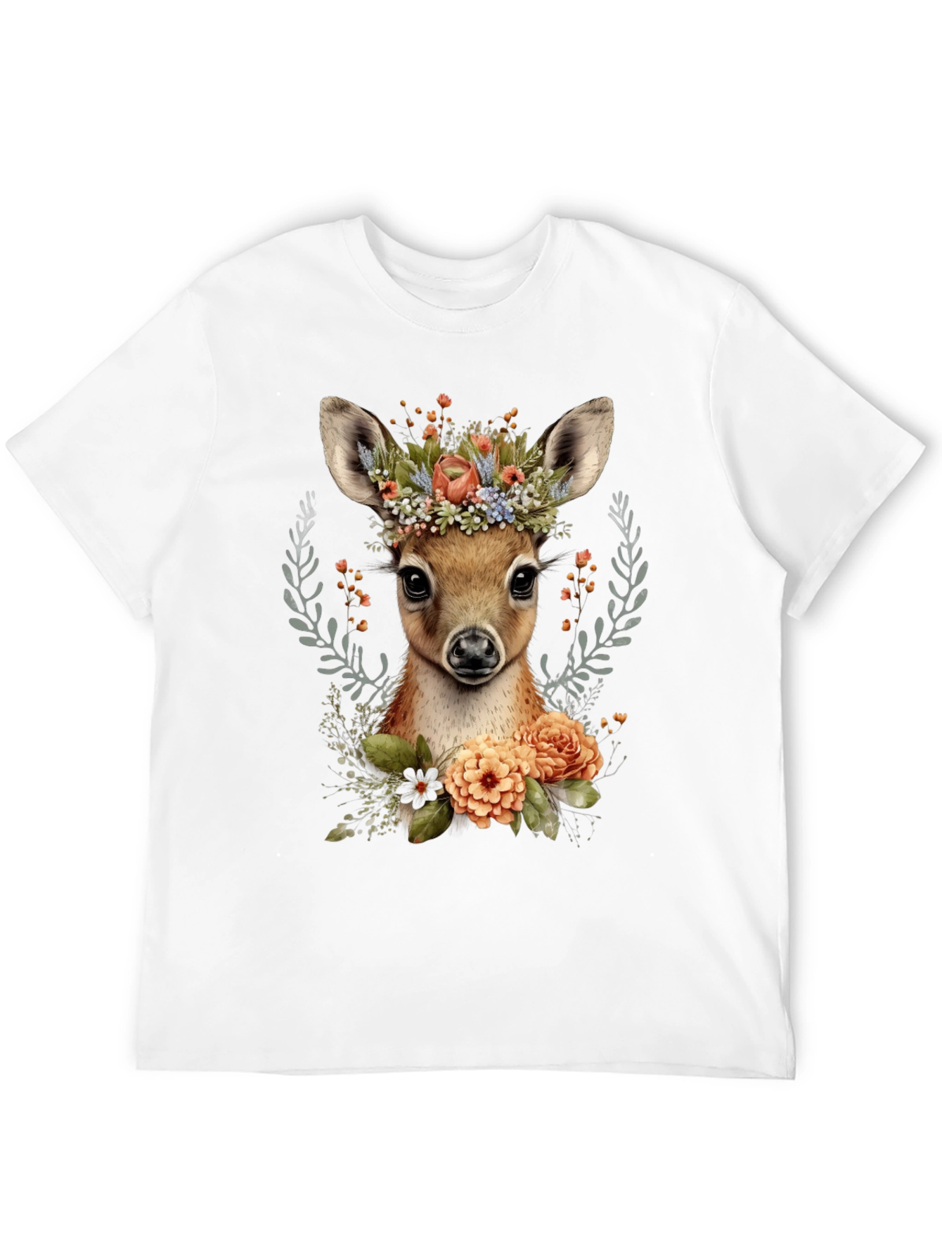 Floral Deer Graphic T-Shirt - Unisex