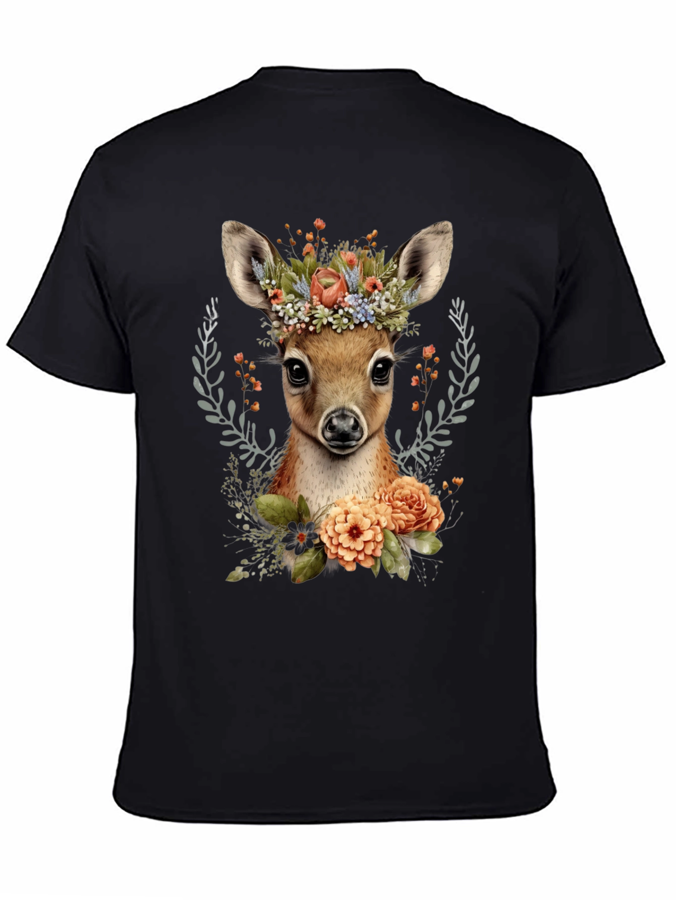 Floral Deer Graphic T-Shirt - Unisex