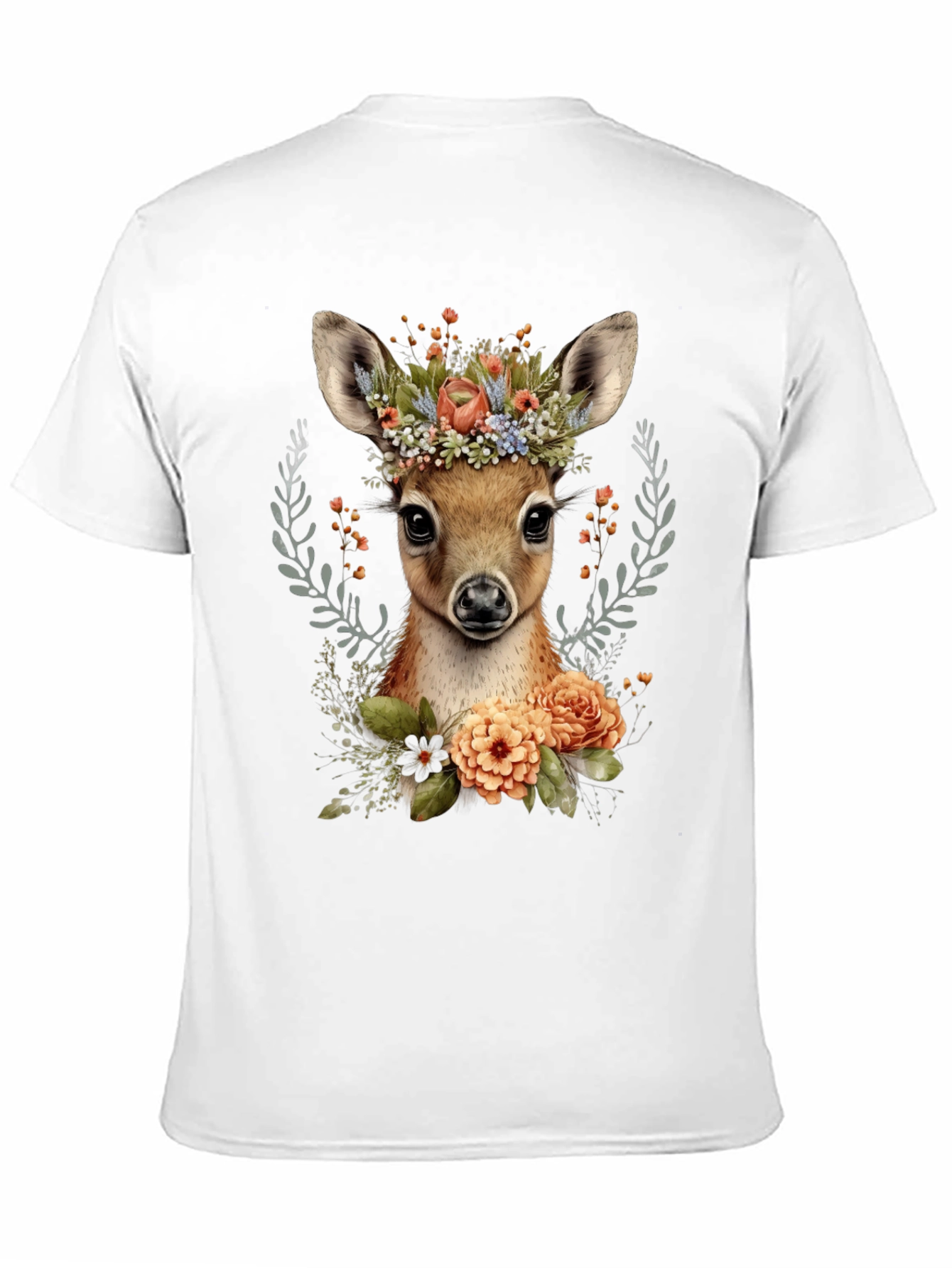 Floral Deer Graphic T-Shirt - Unisex