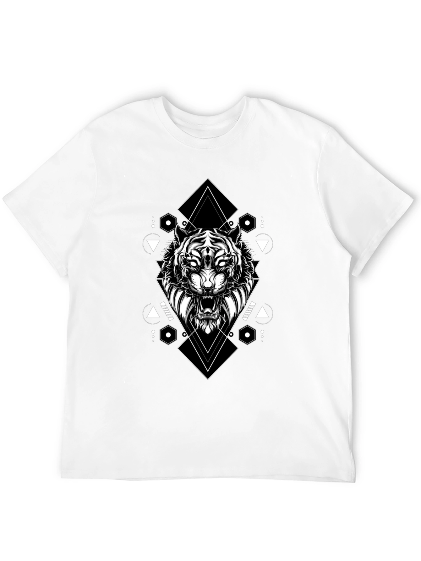 Geometric Tiger Graphic Tee - Black