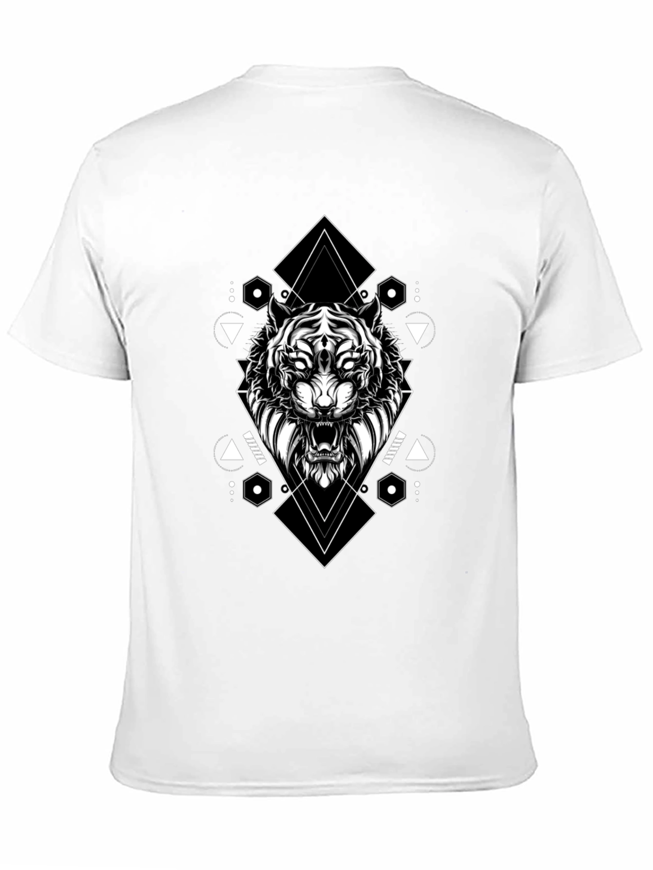 Geometric Tiger Graphic Tee - Black