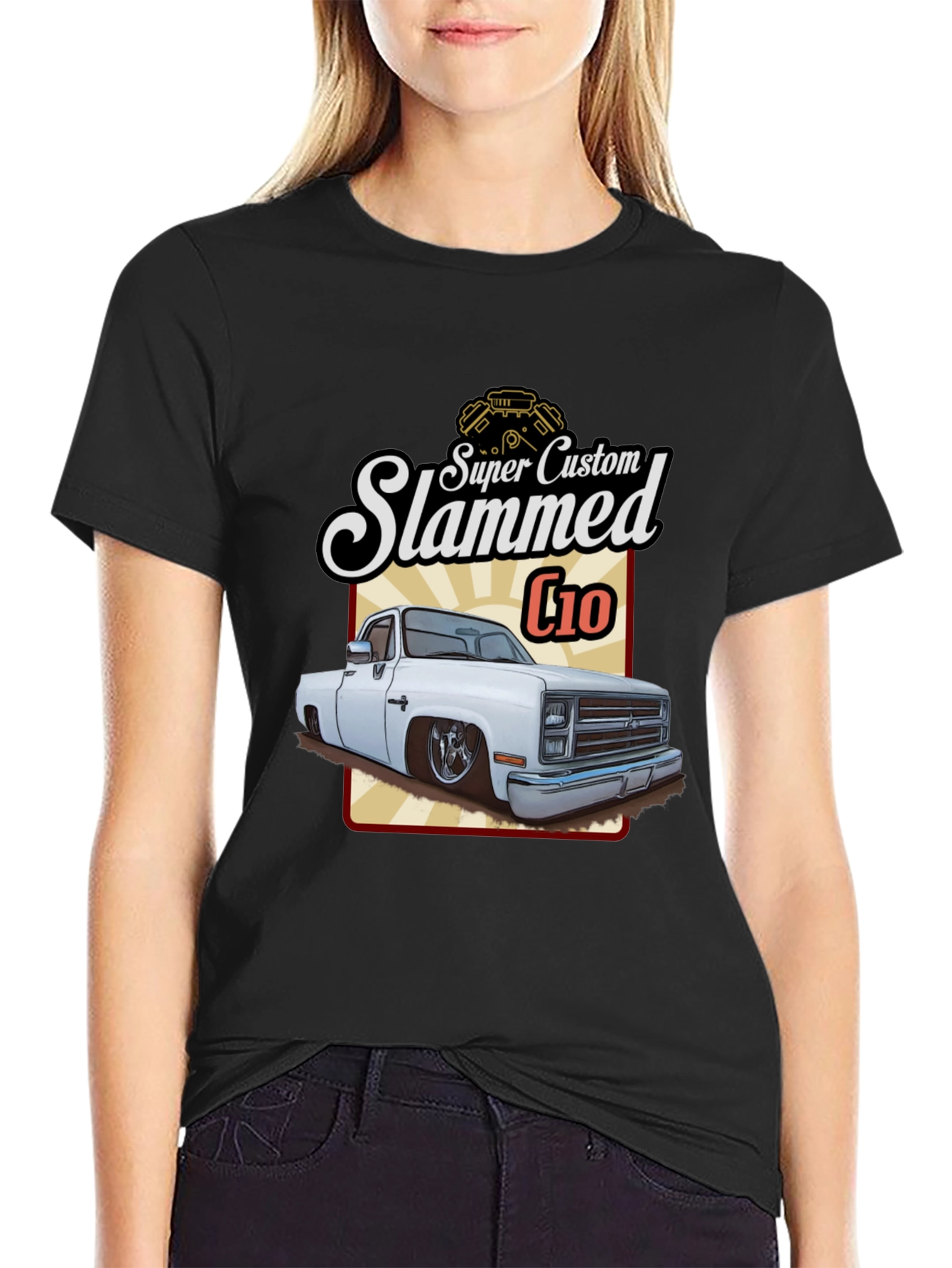 Slammed C10 T-Shirt - Custom Truck Design