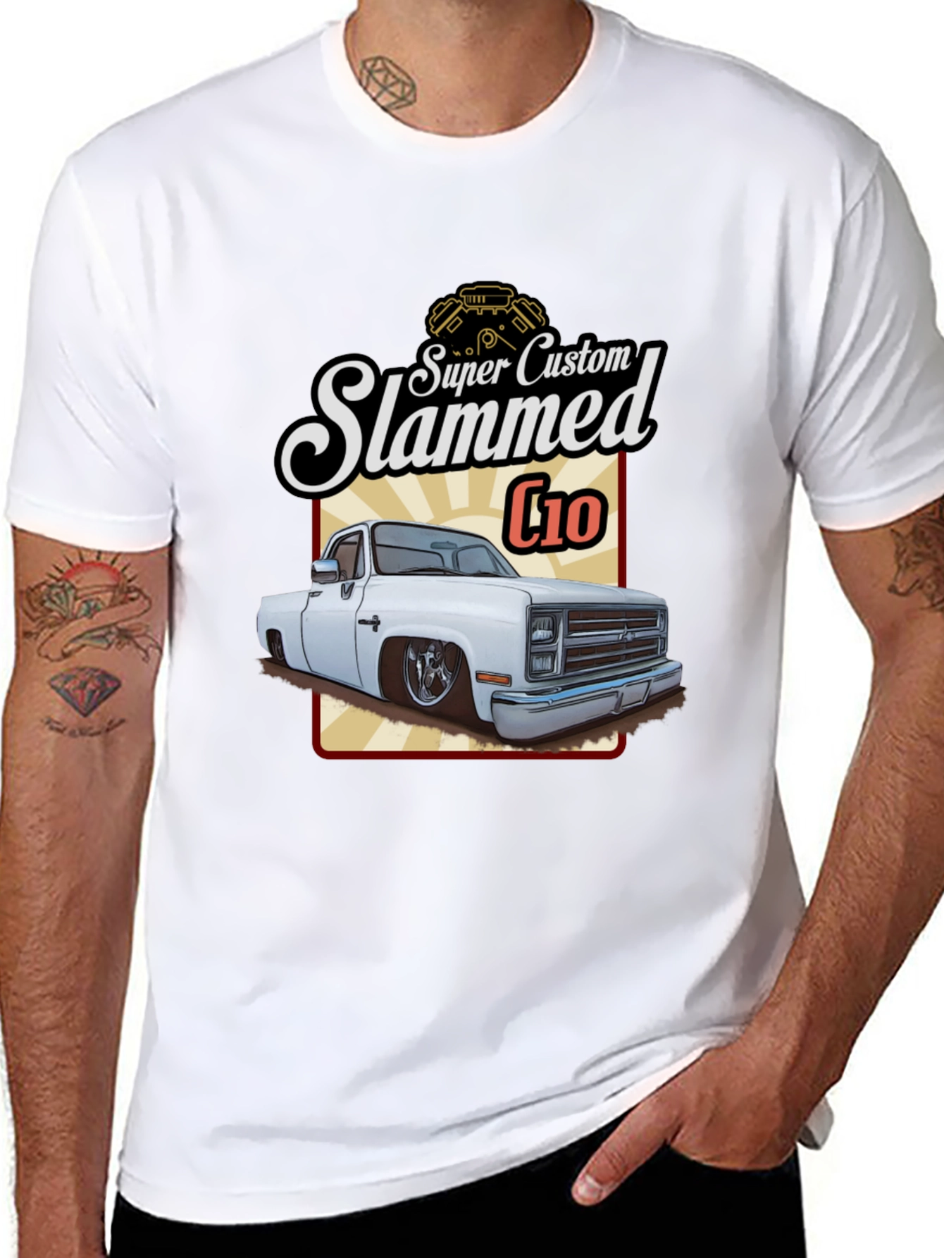 Slammed C10 T-Shirt - Custom Truck Design