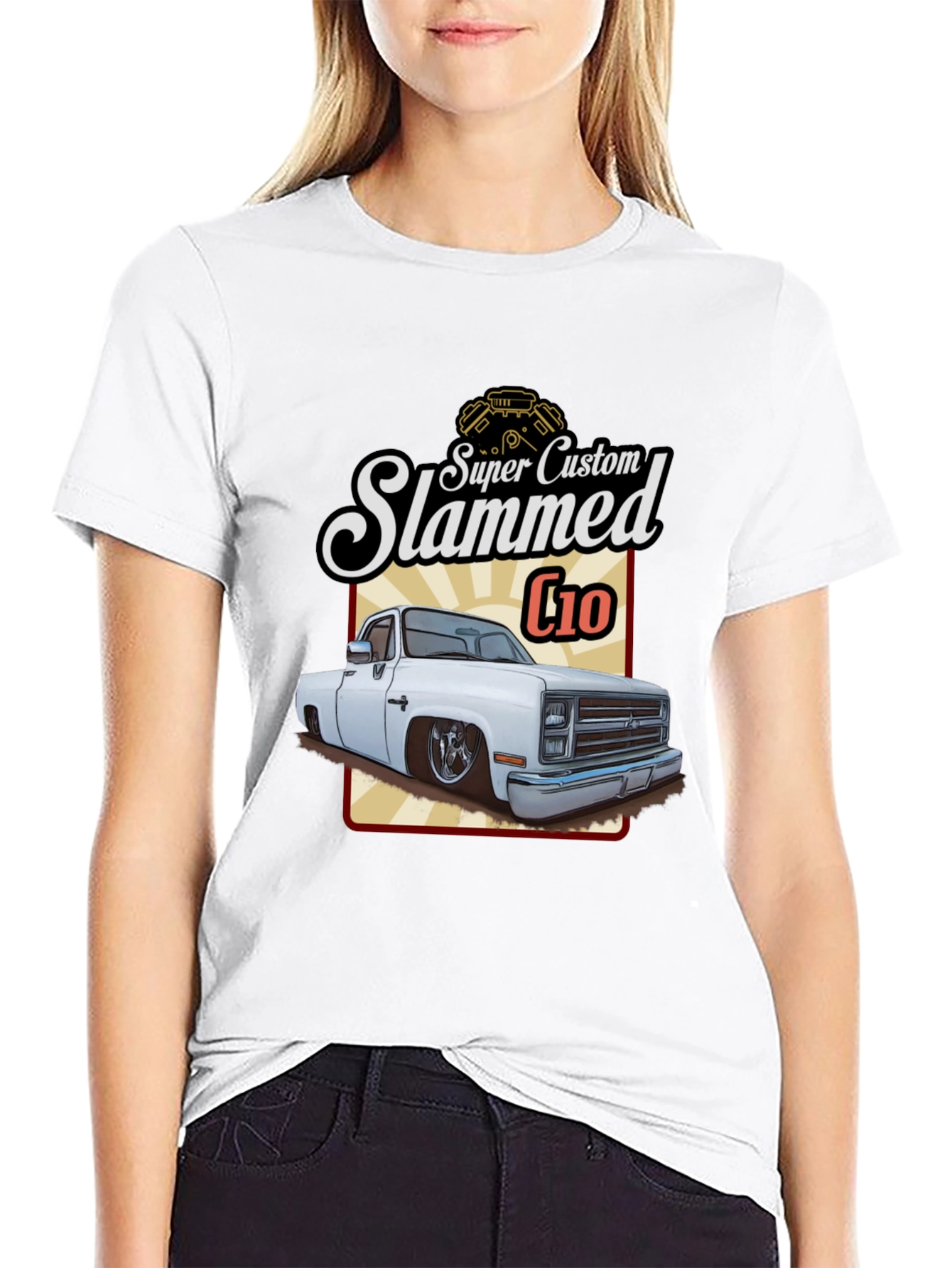 Slammed C10 T-Shirt - Custom Truck Design