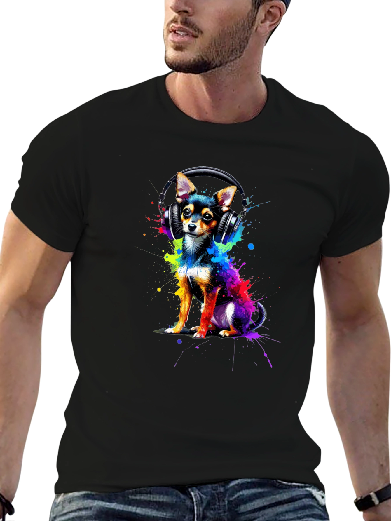 Dog with Headphones Graphic Tee