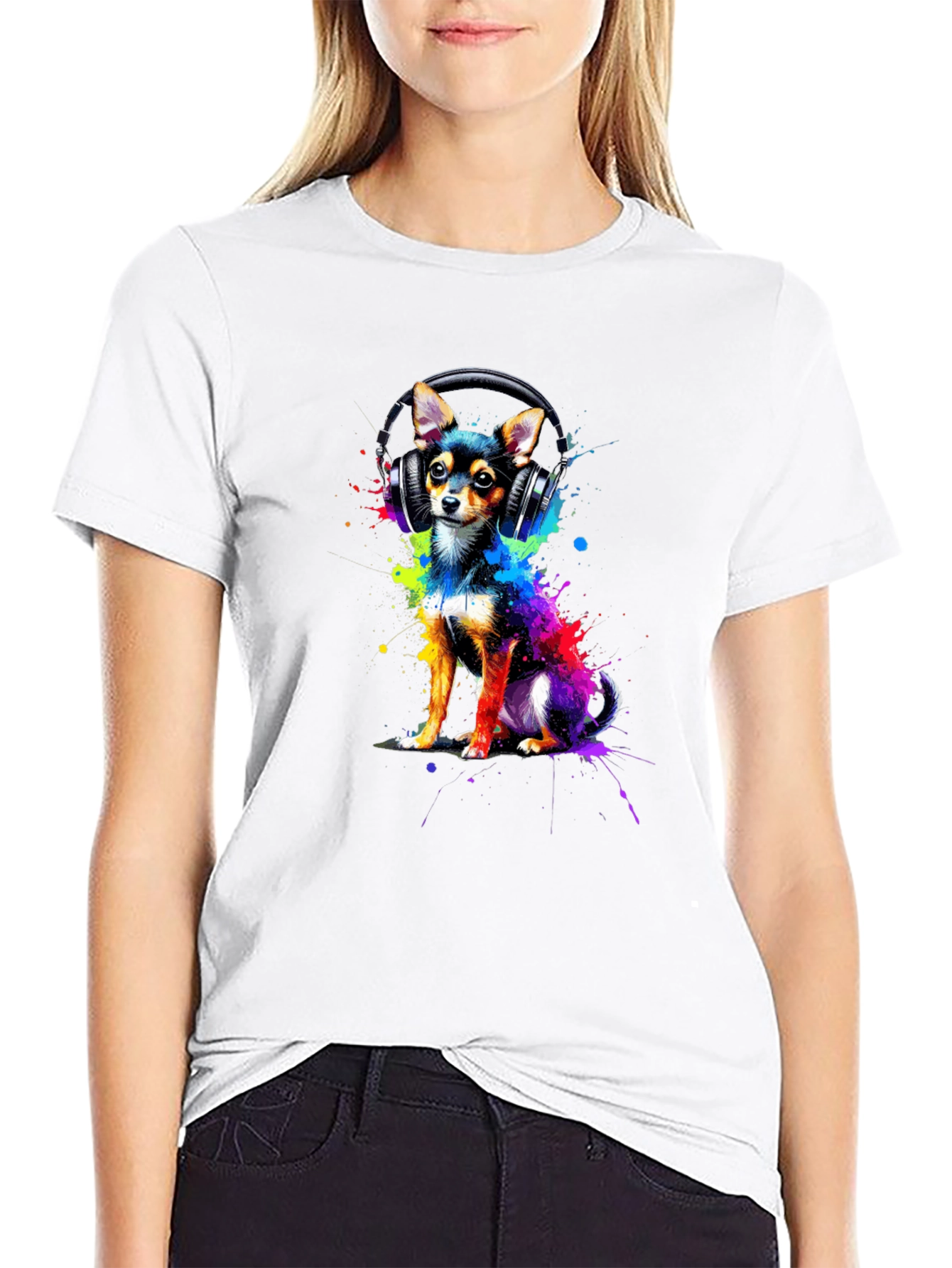 Dog with Headphones Graphic Tee