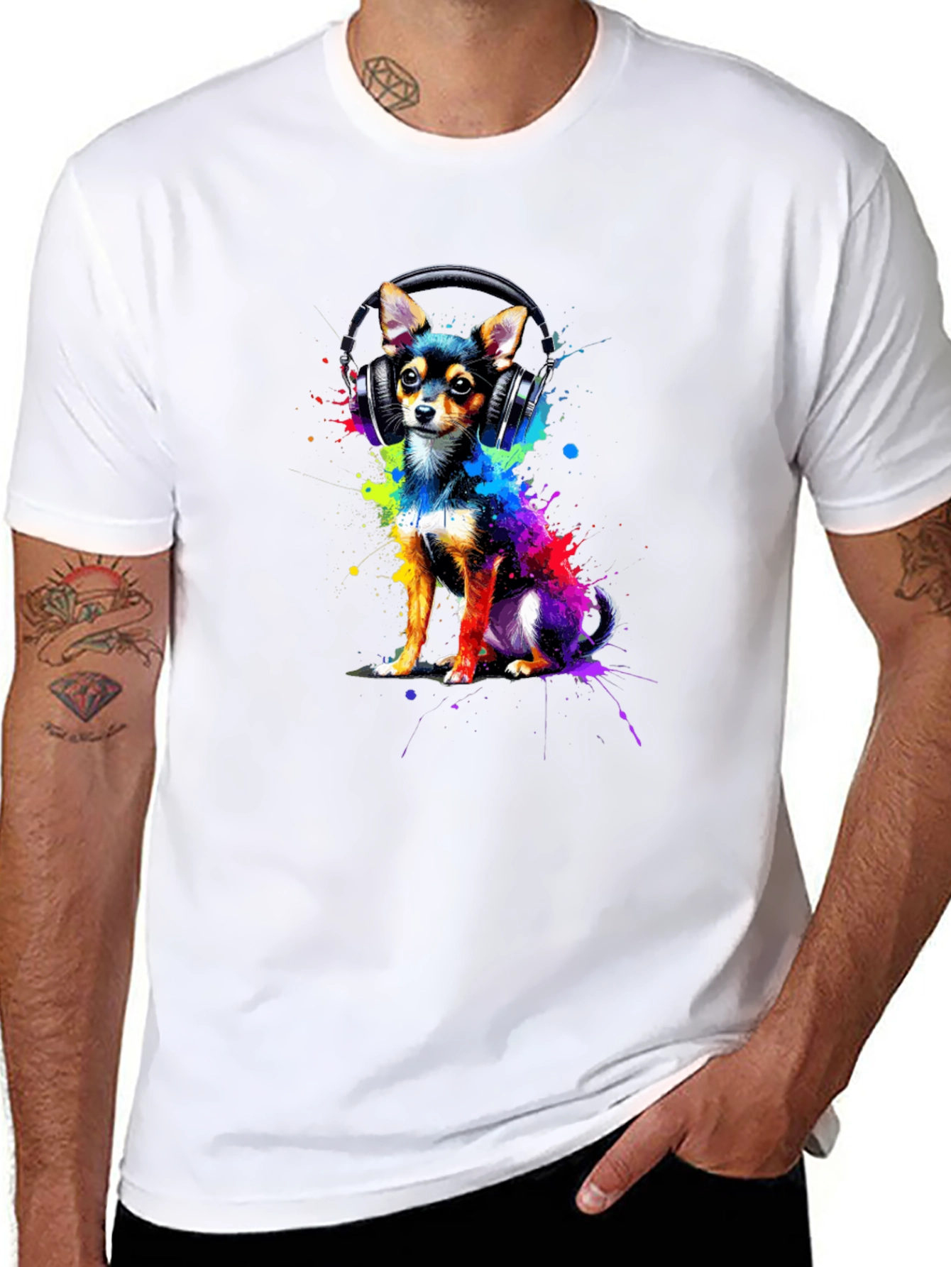 Dog with Headphones Graphic Tee
