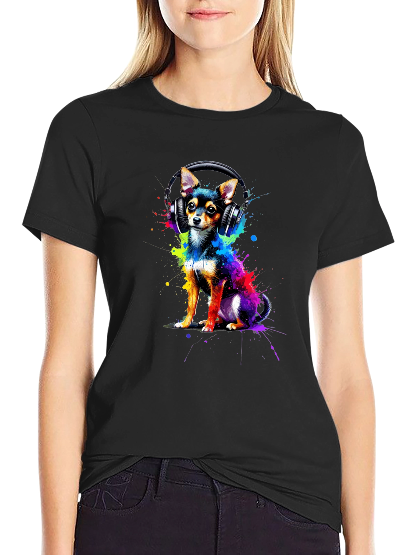 Dog with Headphones Graphic Tee