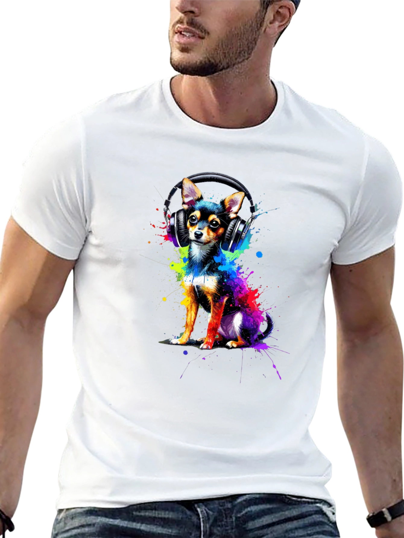 Dog with Headphones Graphic Tee