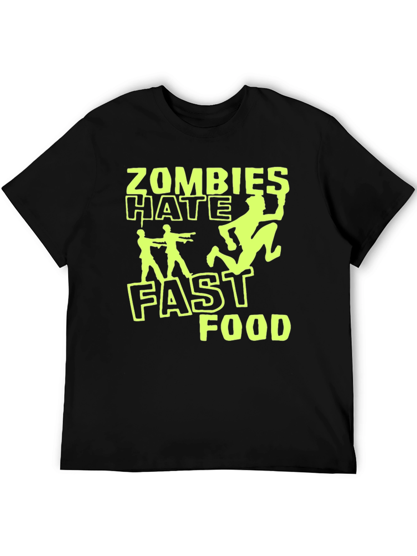 Zombies Hate Fast Food Graphic T-Shirt - Black