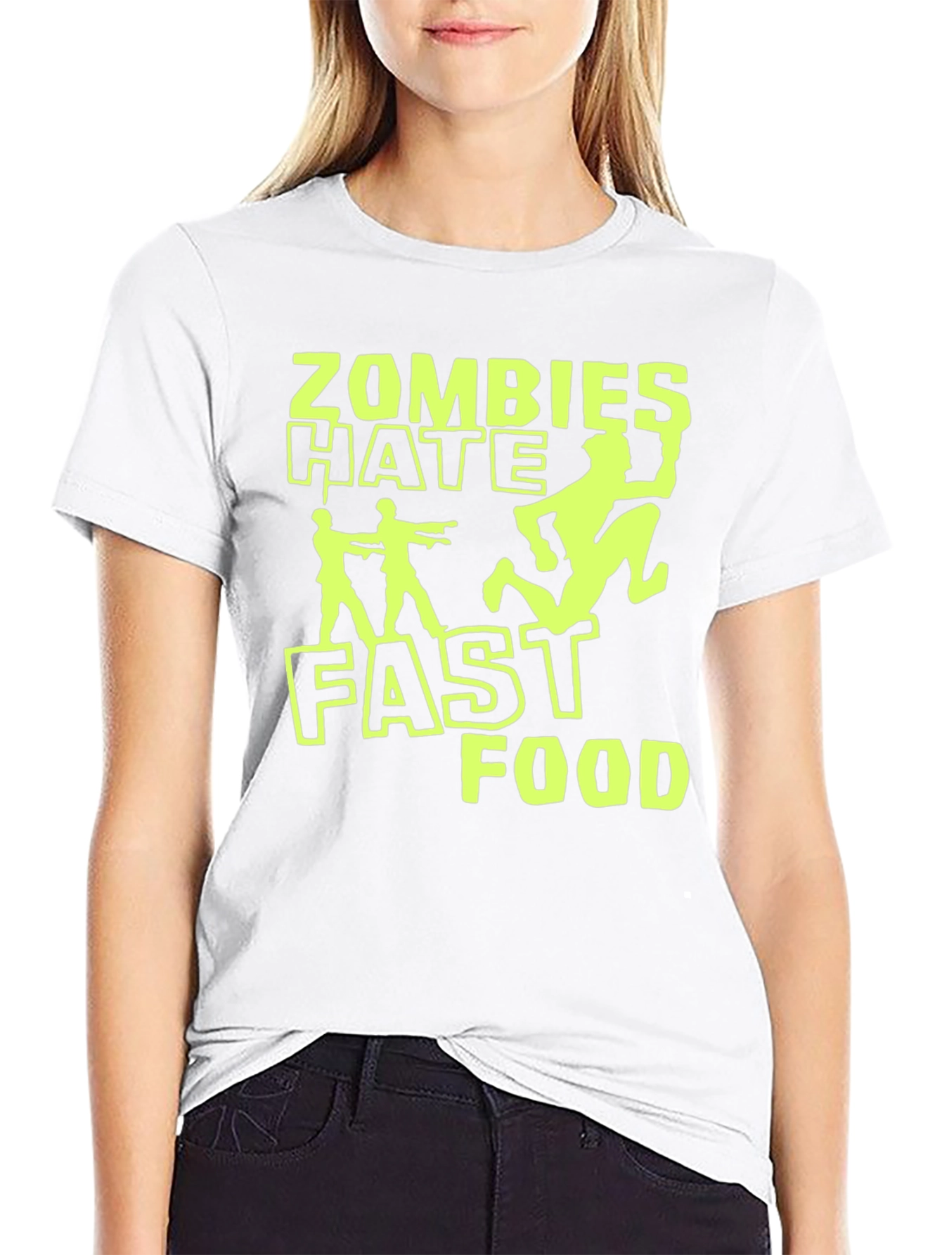 Zombies Hate Fast Food Graphic T-Shirt - Black