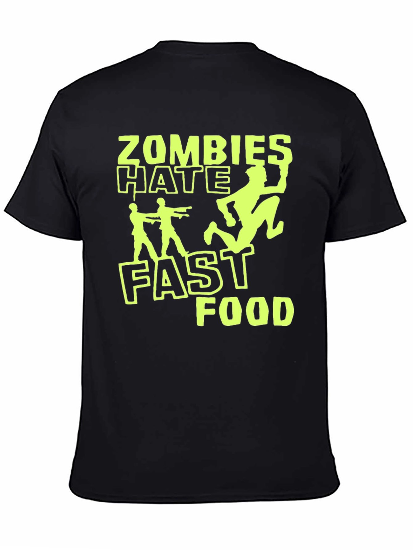 Zombies Hate Fast Food Graphic T-Shirt - Black