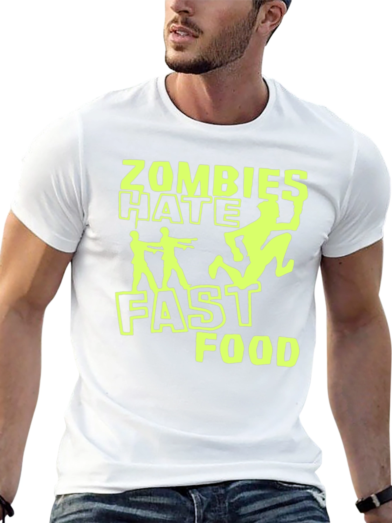 Zombies Hate Fast Food Graphic T-Shirt - Black