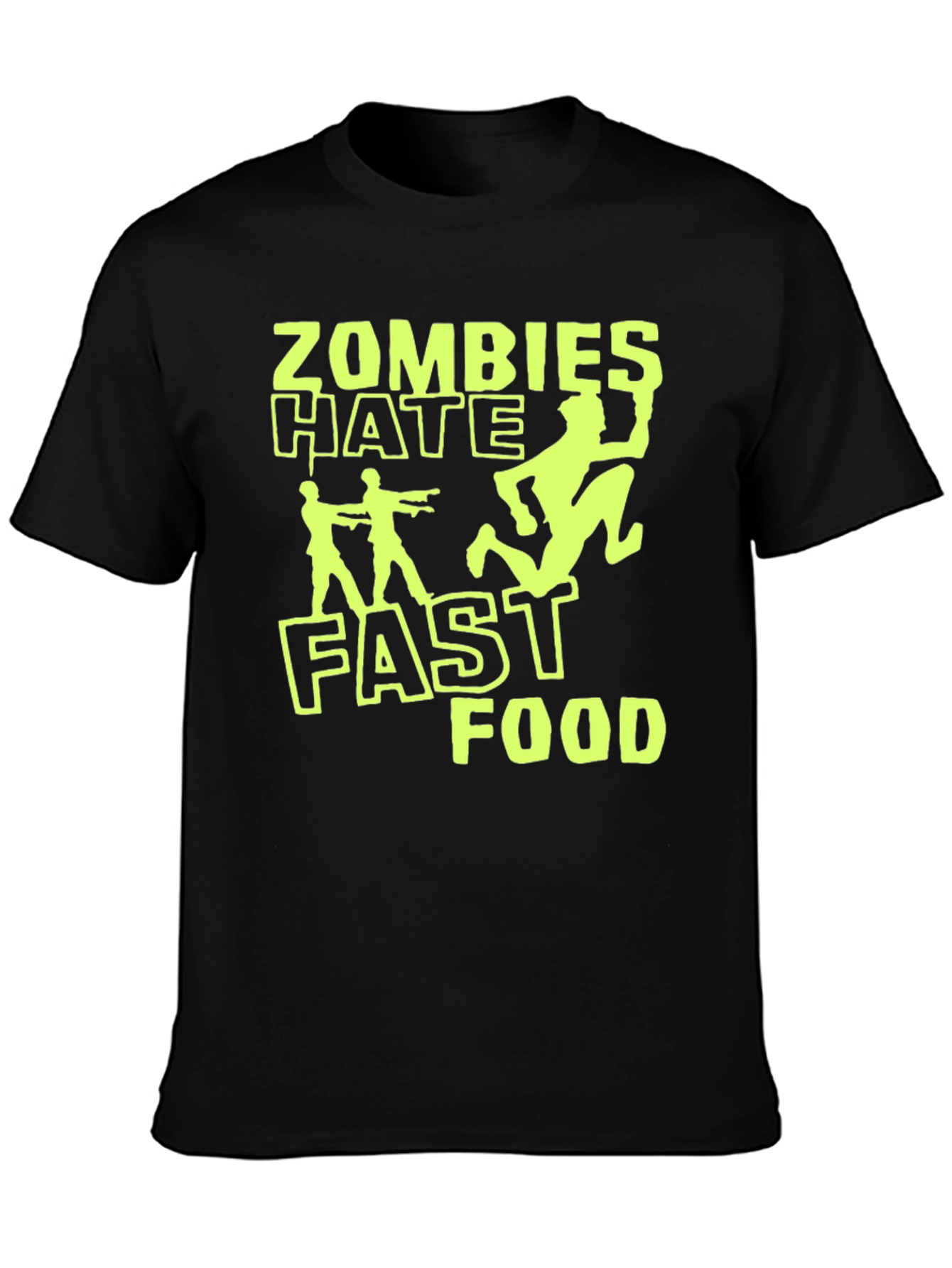 Zombies Hate Fast Food Graphic T-Shirt - Black
