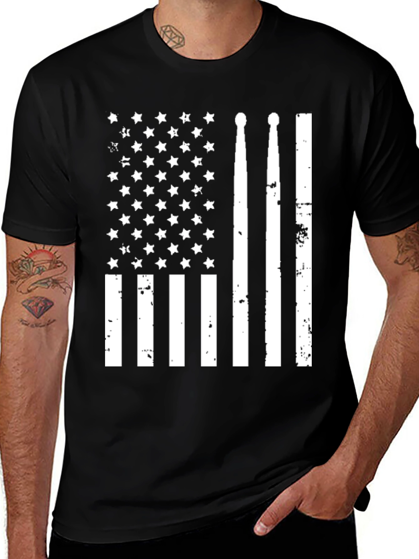 Distressed American Flag Drummer T-Shirt