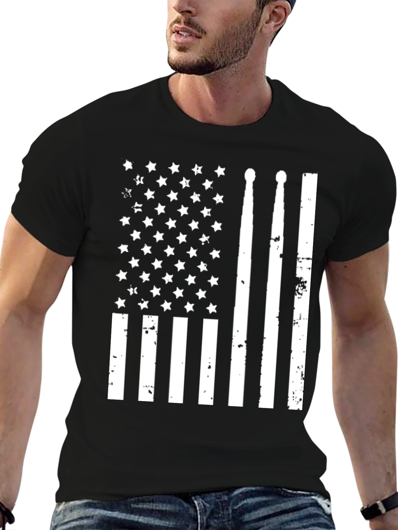 Distressed American Flag Drummer T-Shirt
