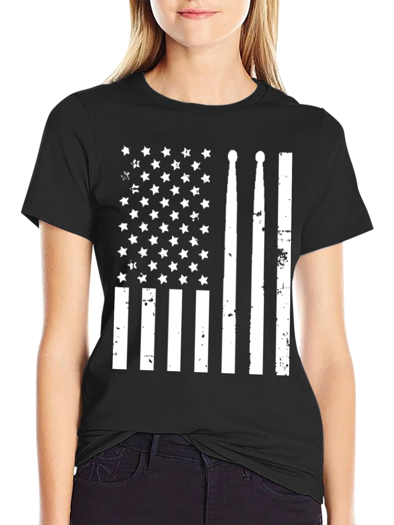 Distressed American Flag Drummer T-Shirt
