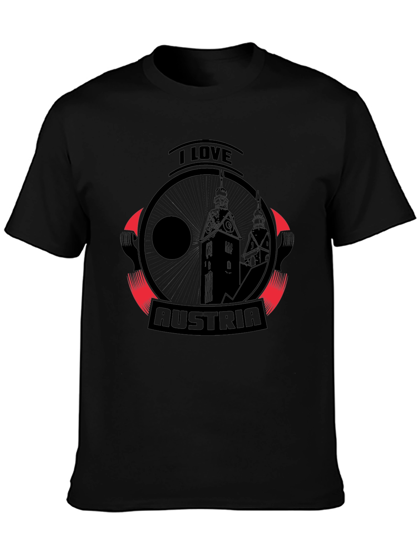 I Love Austria Graphic T-Shirt - Black