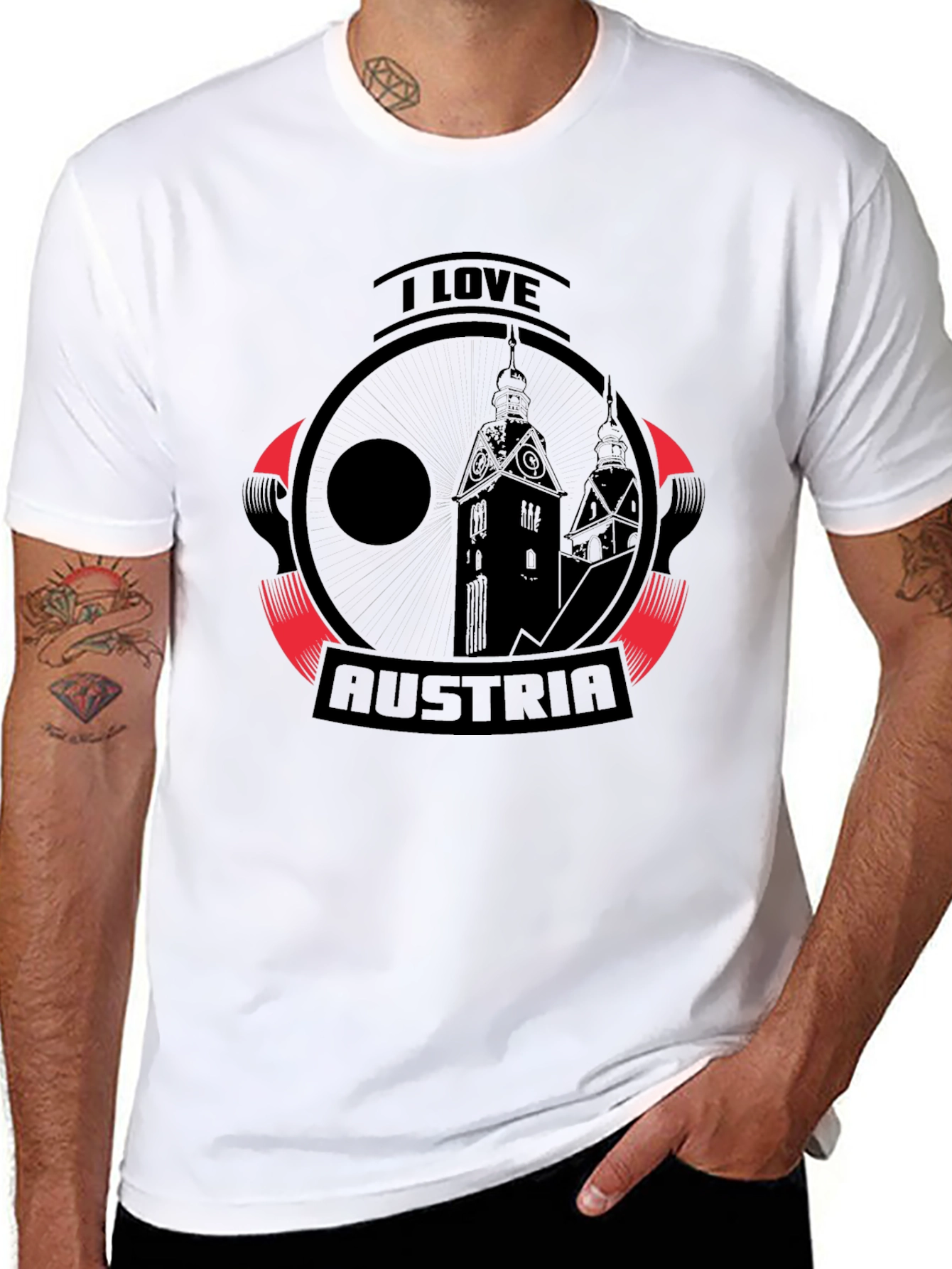 I Love Austria Graphic T-Shirt - Black