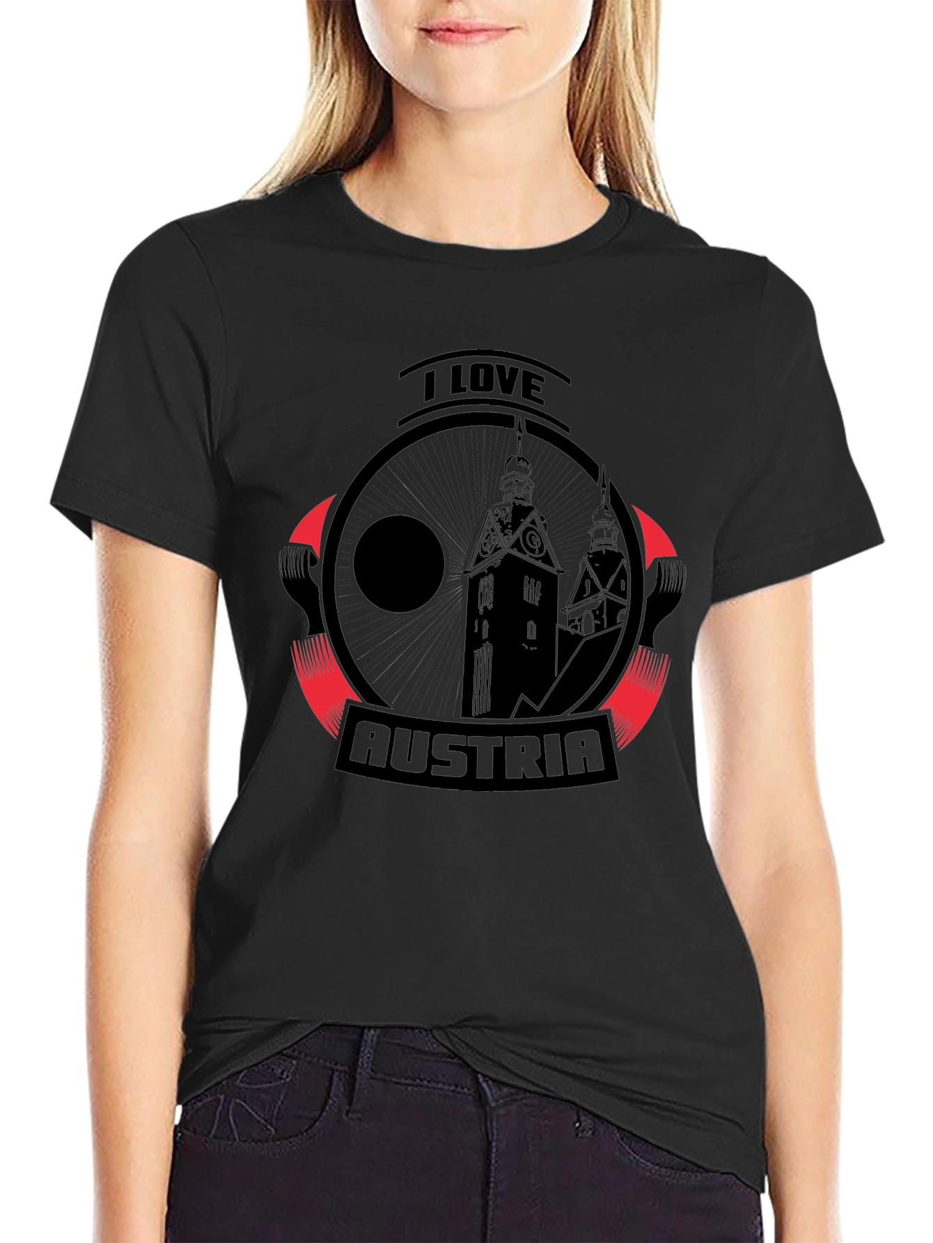 I Love Austria Graphic T-Shirt - Black
