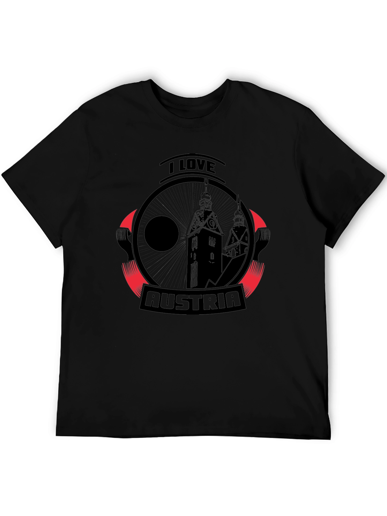 I Love Austria Graphic T-Shirt - Black