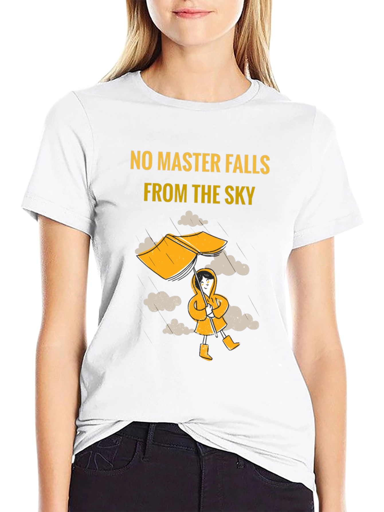 Humorous No Master Falls Graphic T-Shirt