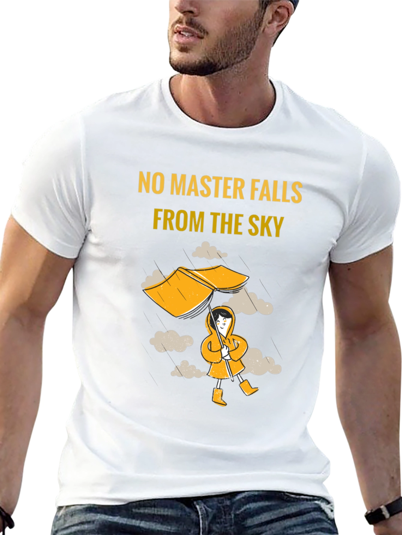 Humorous No Master Falls Graphic T-Shirt