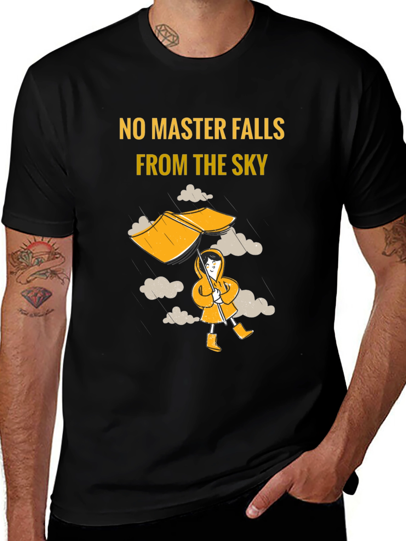 Humorous No Master Falls Graphic T-Shirt