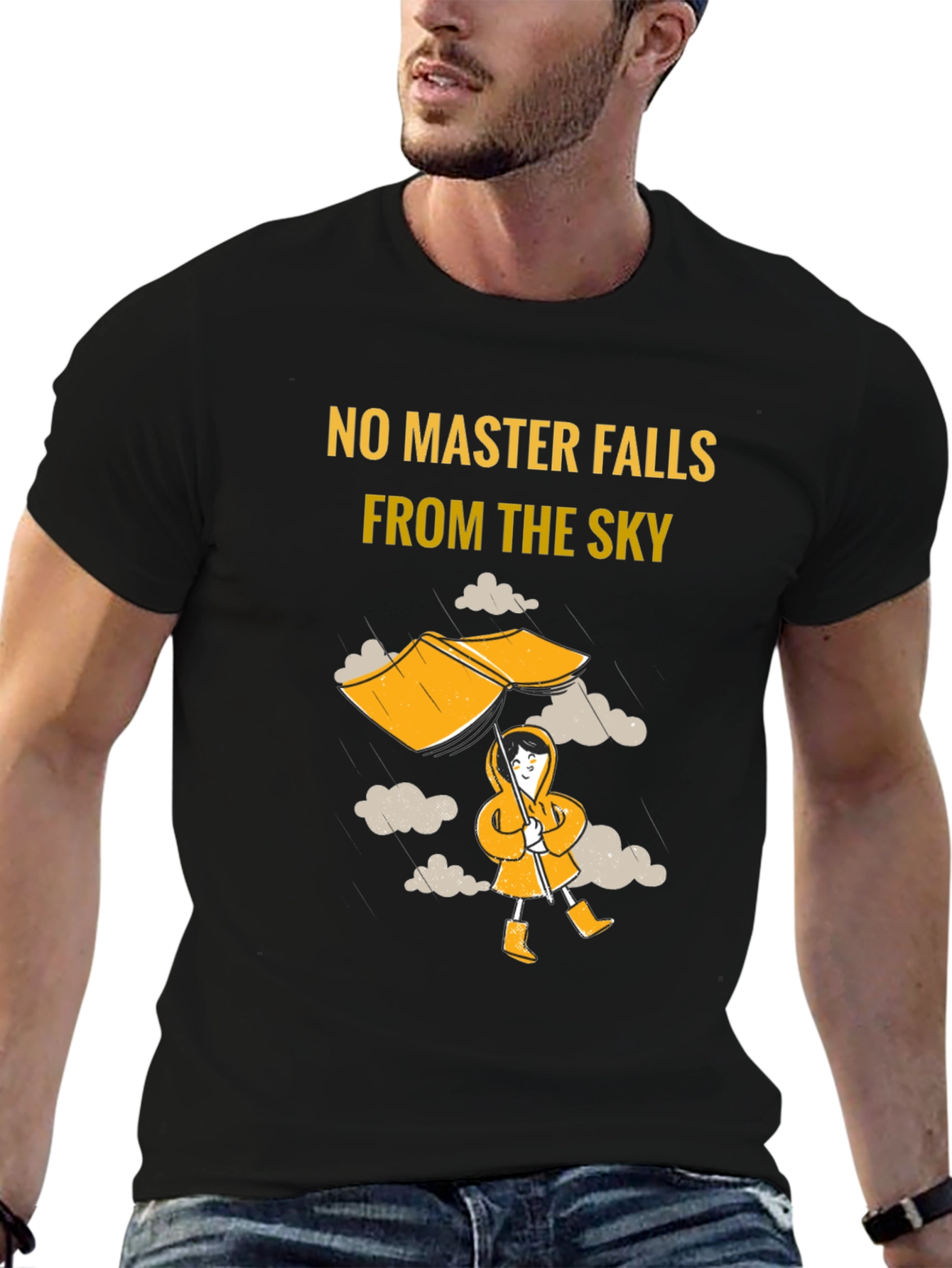 Humorous No Master Falls Graphic T-Shirt