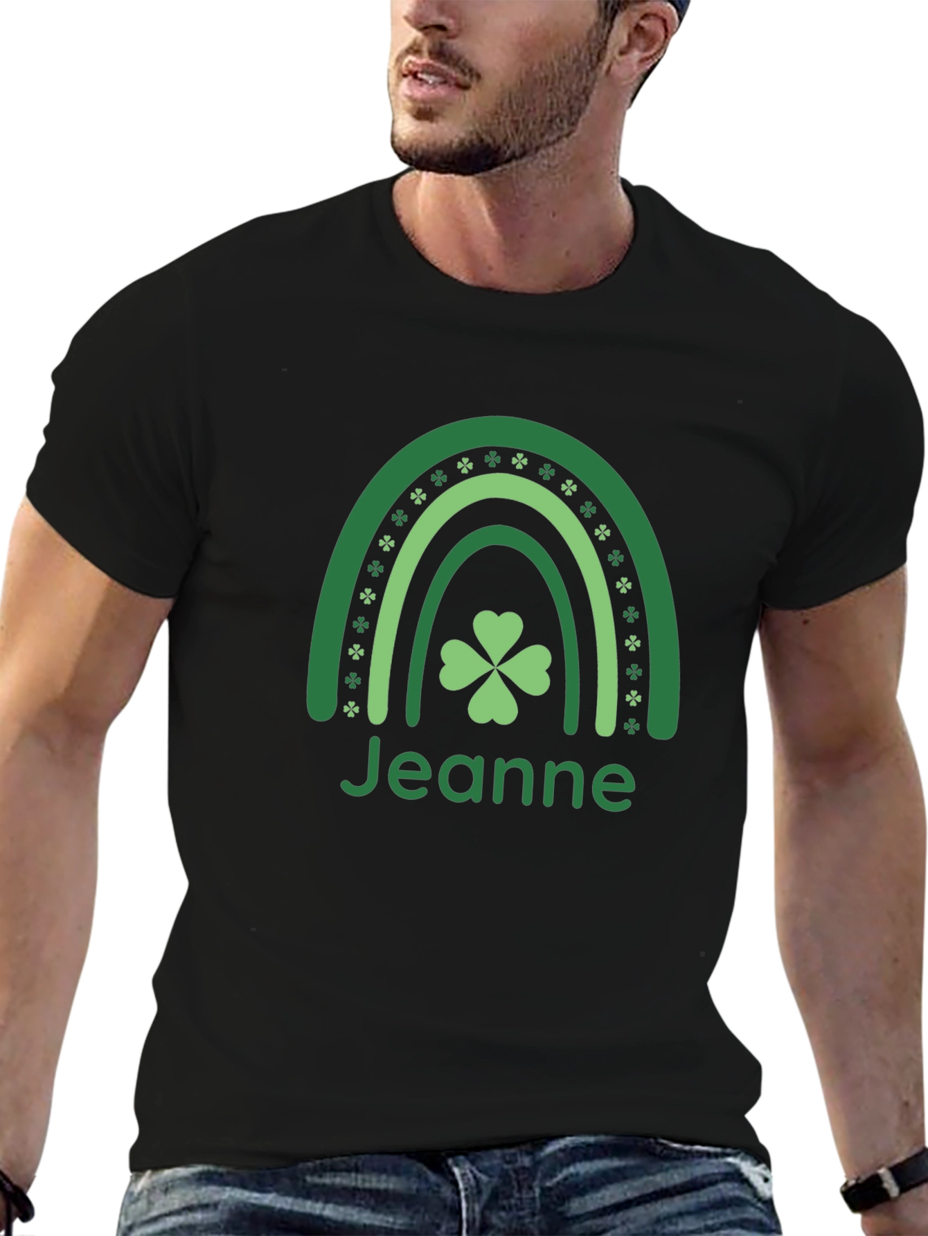 Jeanne St. Patricks Day Shamrock Rainbow T-Shirt