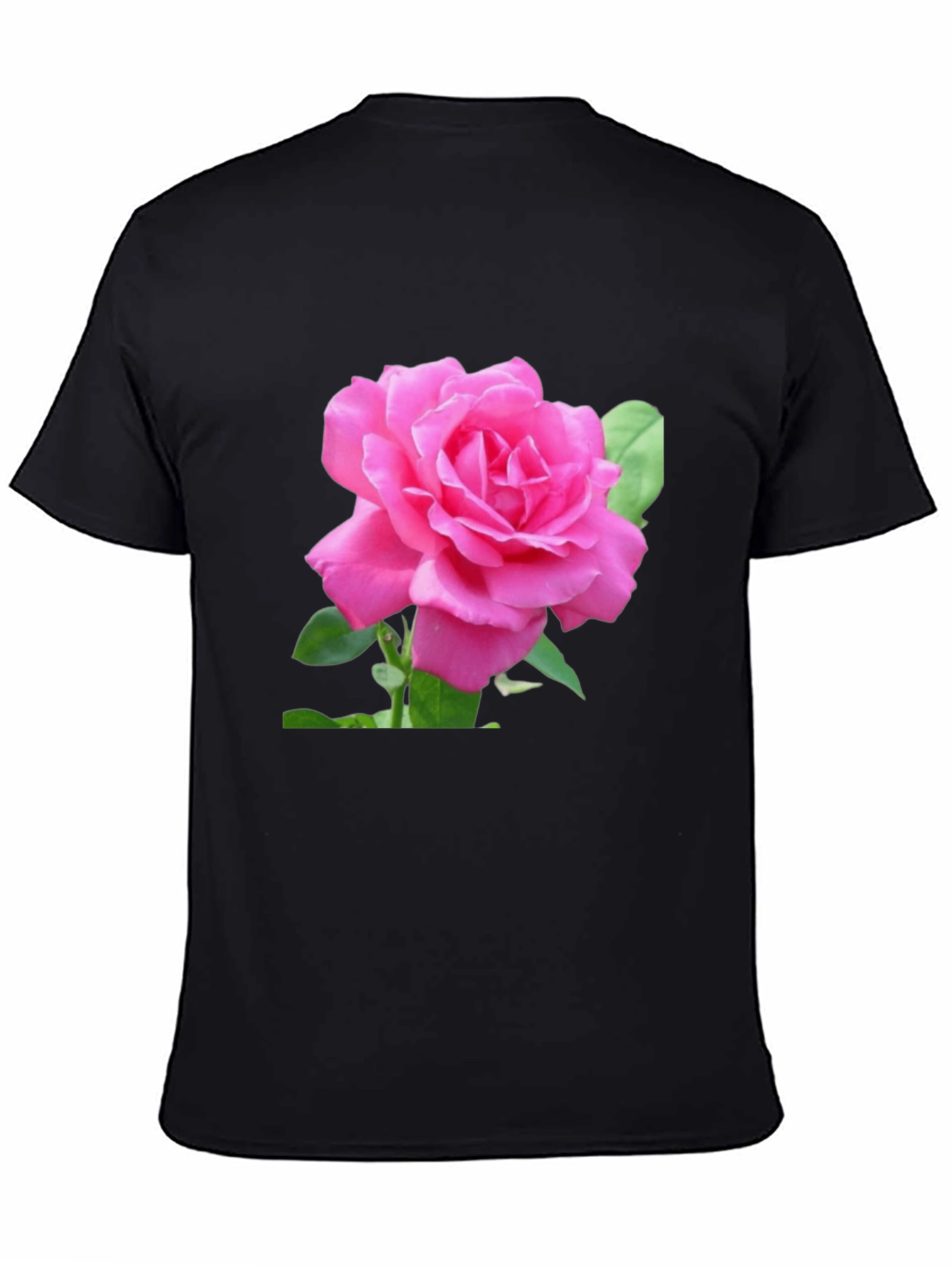 Pink Rose Graphic Black T-Shirt