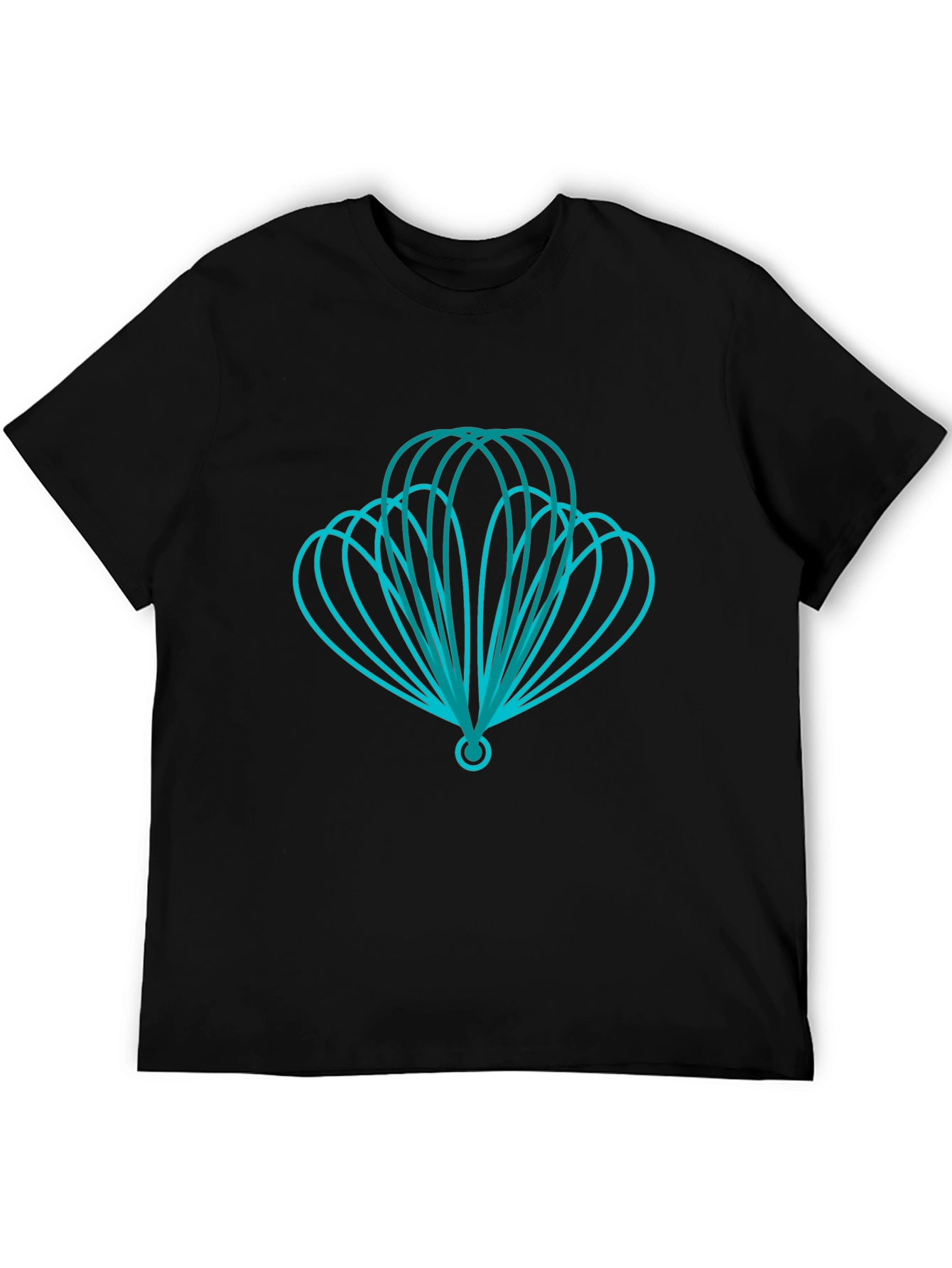 Geometric Teal Design Black T-Shirt