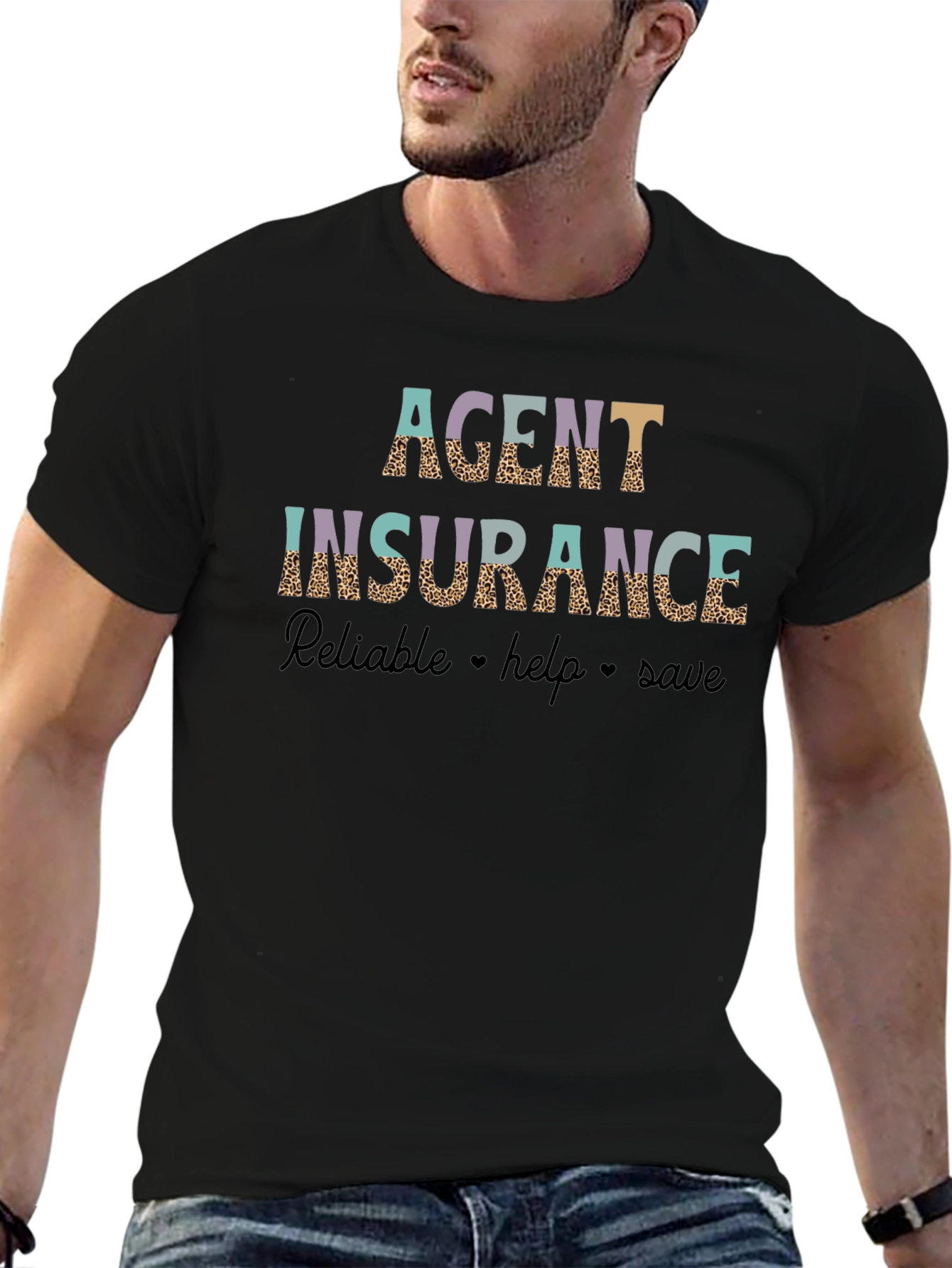 Agent Insurance Leopard Print Graphic T-Shirt