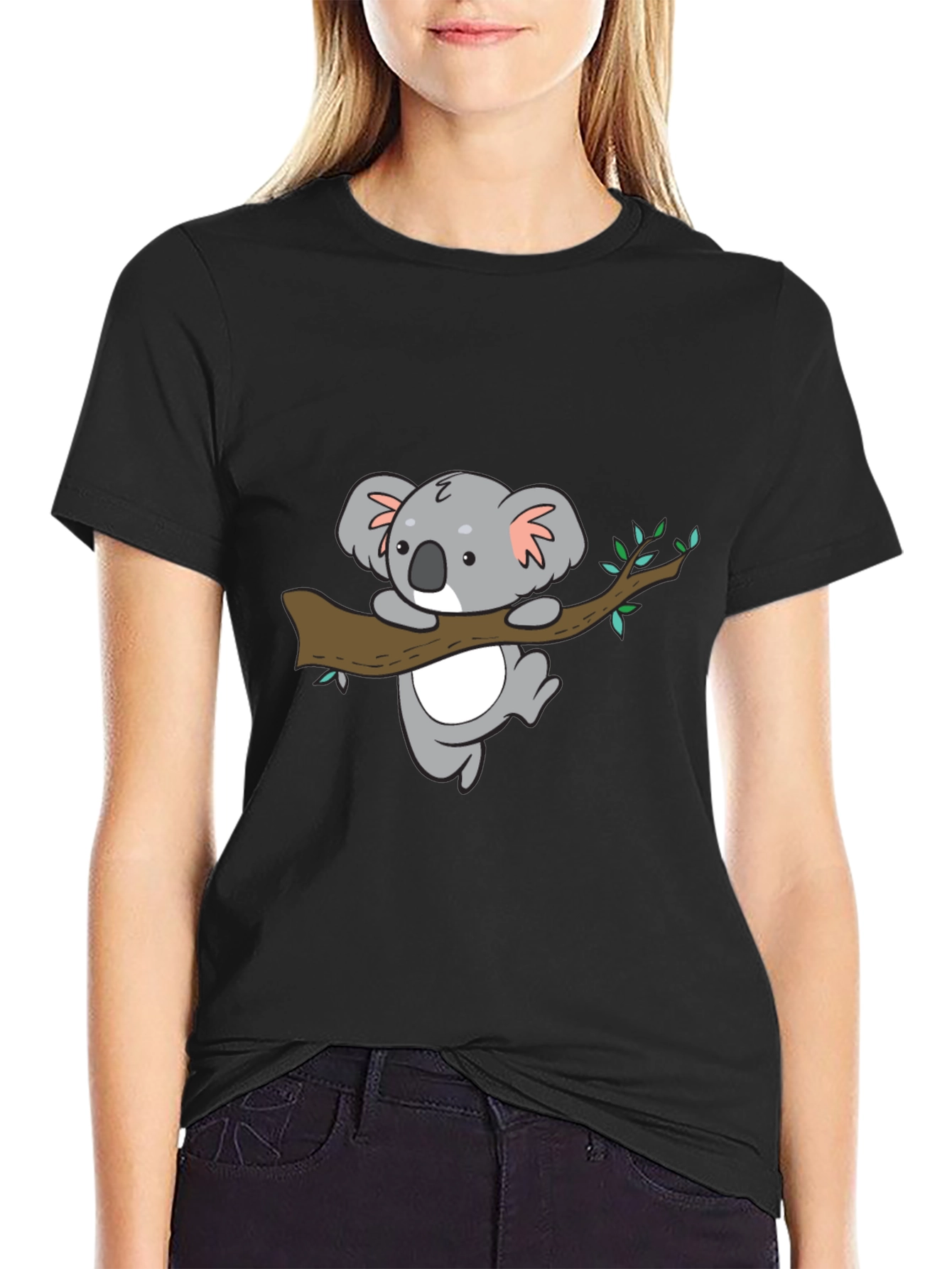 Cute Koala Bear Graphic Black T-Shirt