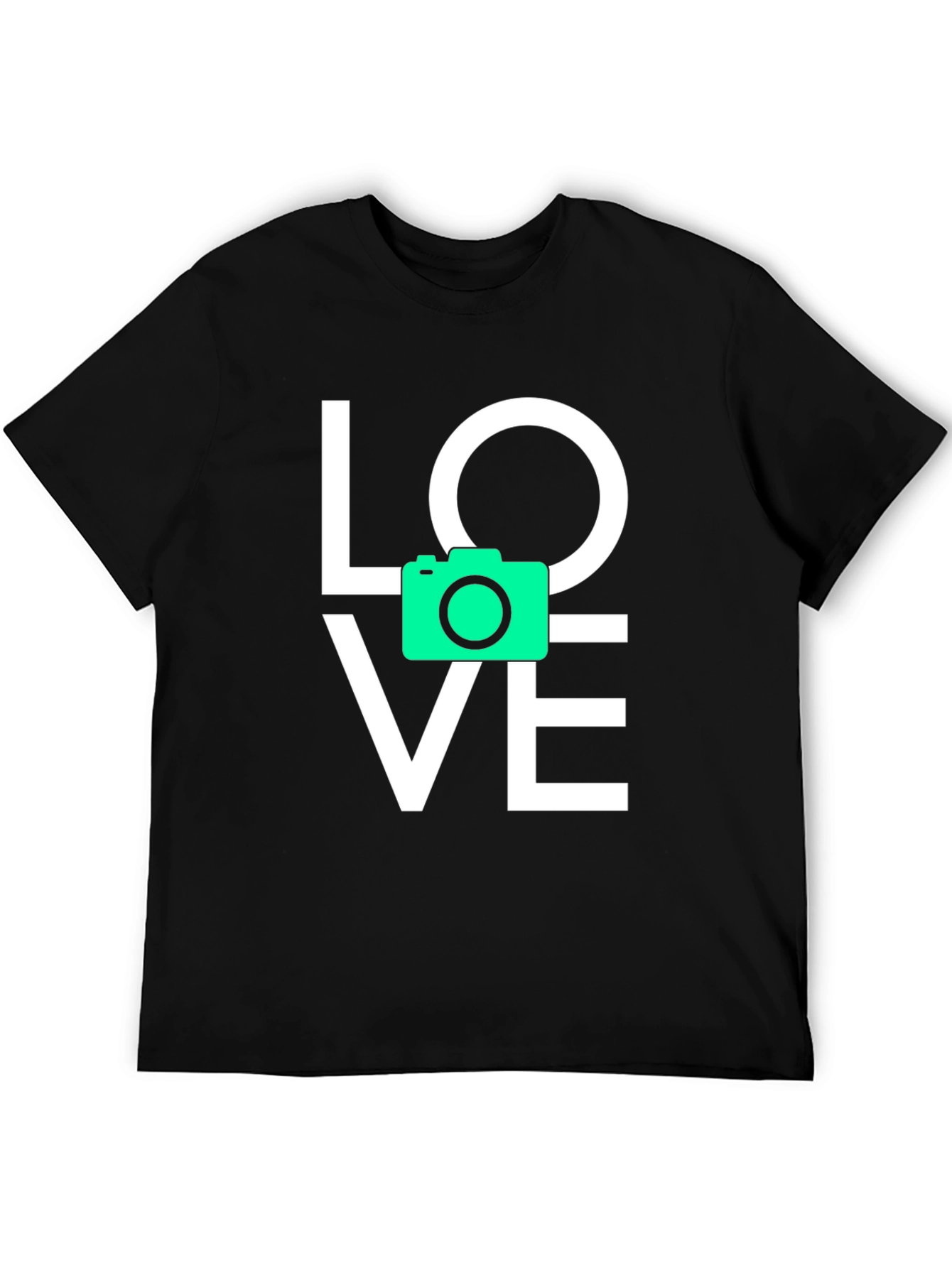 Love Camera Graphic T-Shirt - Black