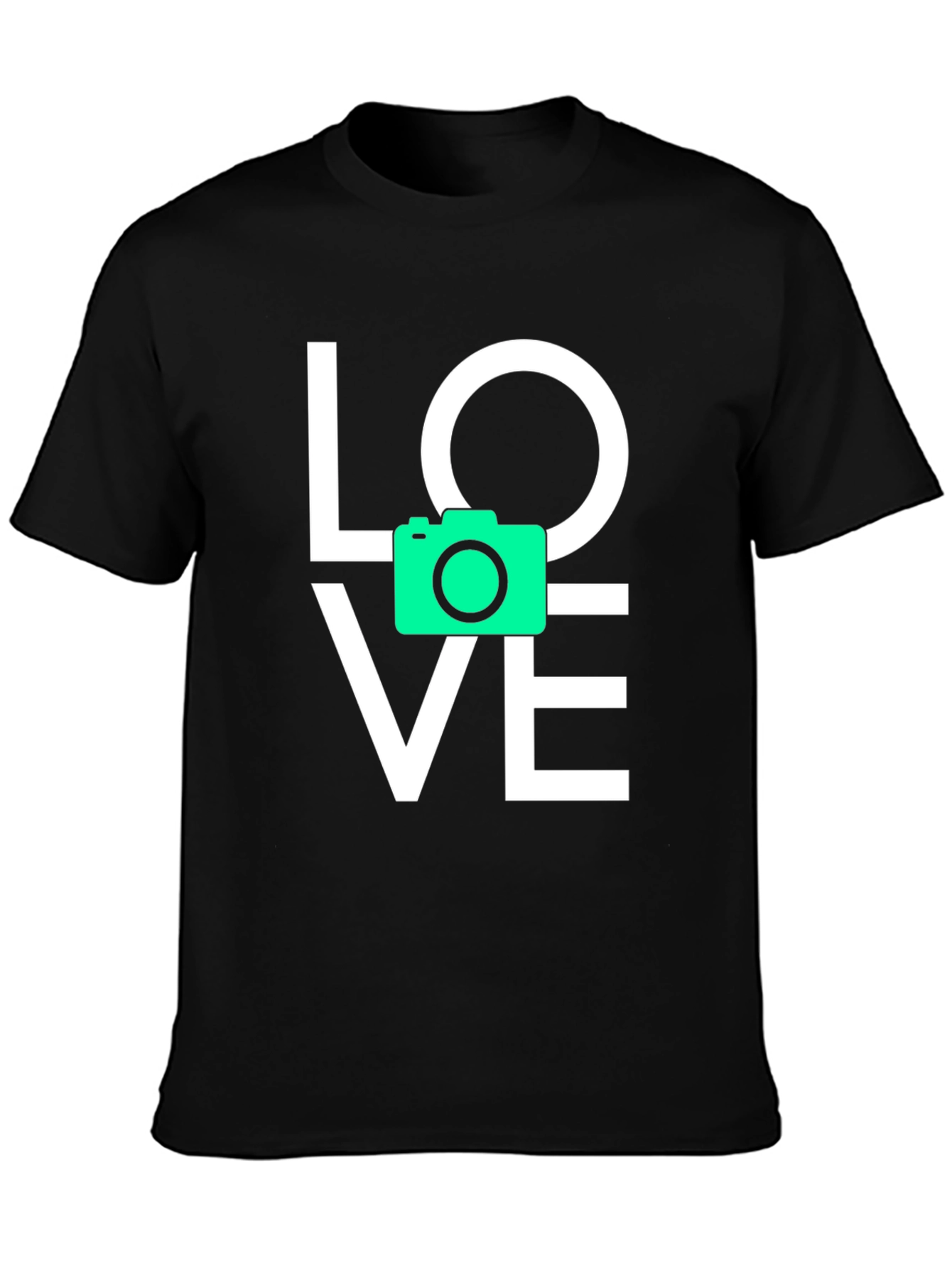 Love Camera Graphic T-Shirt - Black