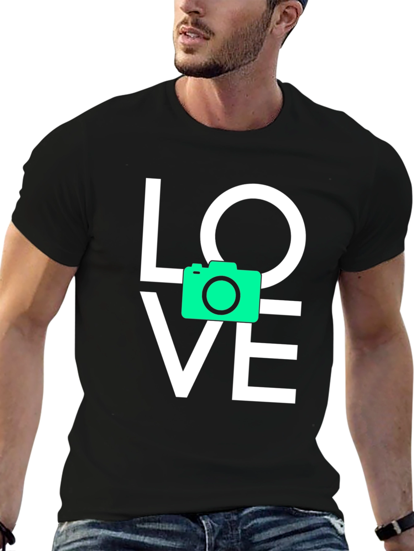Love Camera Graphic T-Shirt - Black