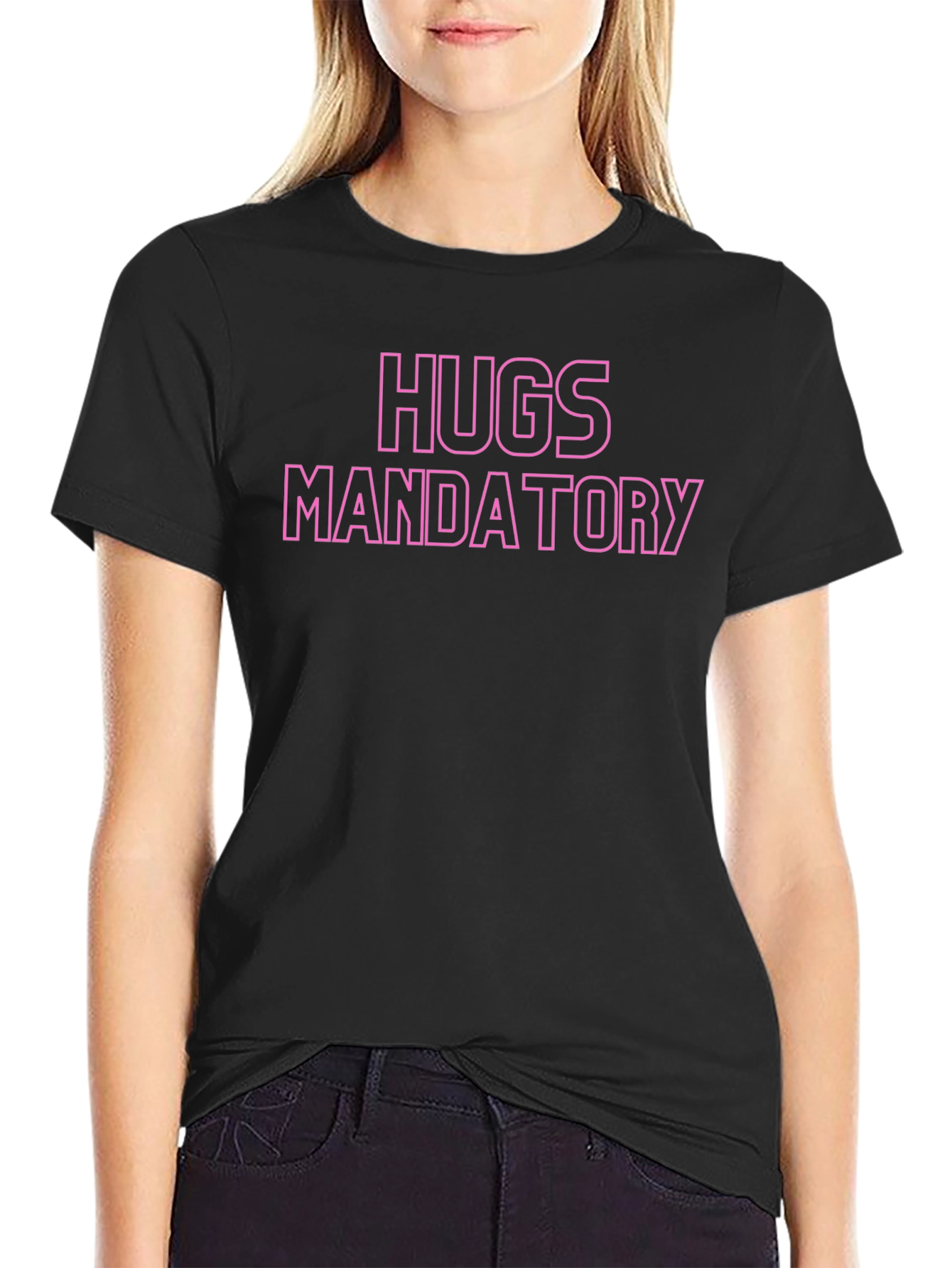 Hugs Mandatory Black Graphic Tee