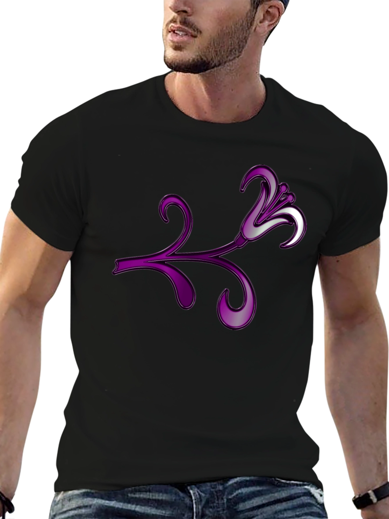 Floral Design Black T-Shirt - Stylish and Unique